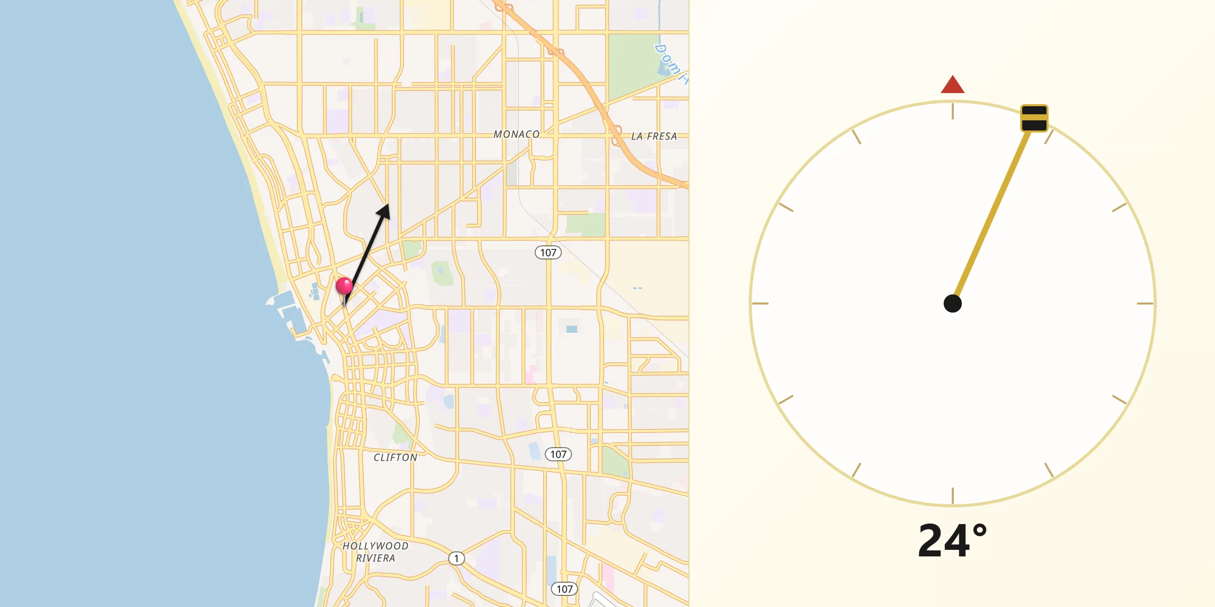 Qibla Direction from Redondo Beach