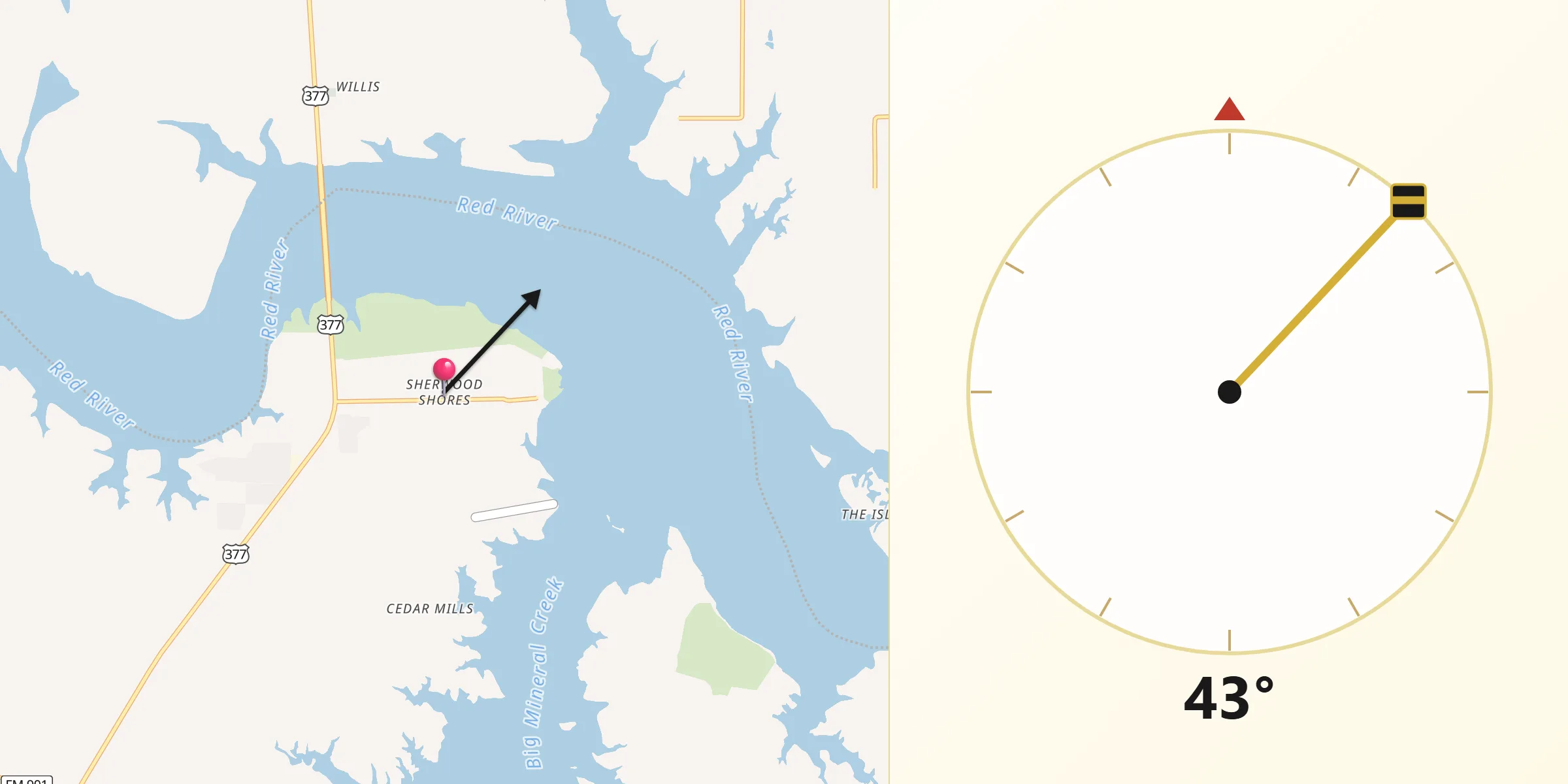 Qibla Direction from Sherwood Shores