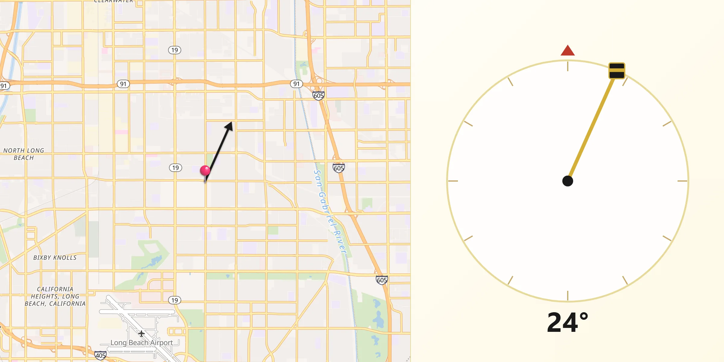 Qibla Direction from Lakewood