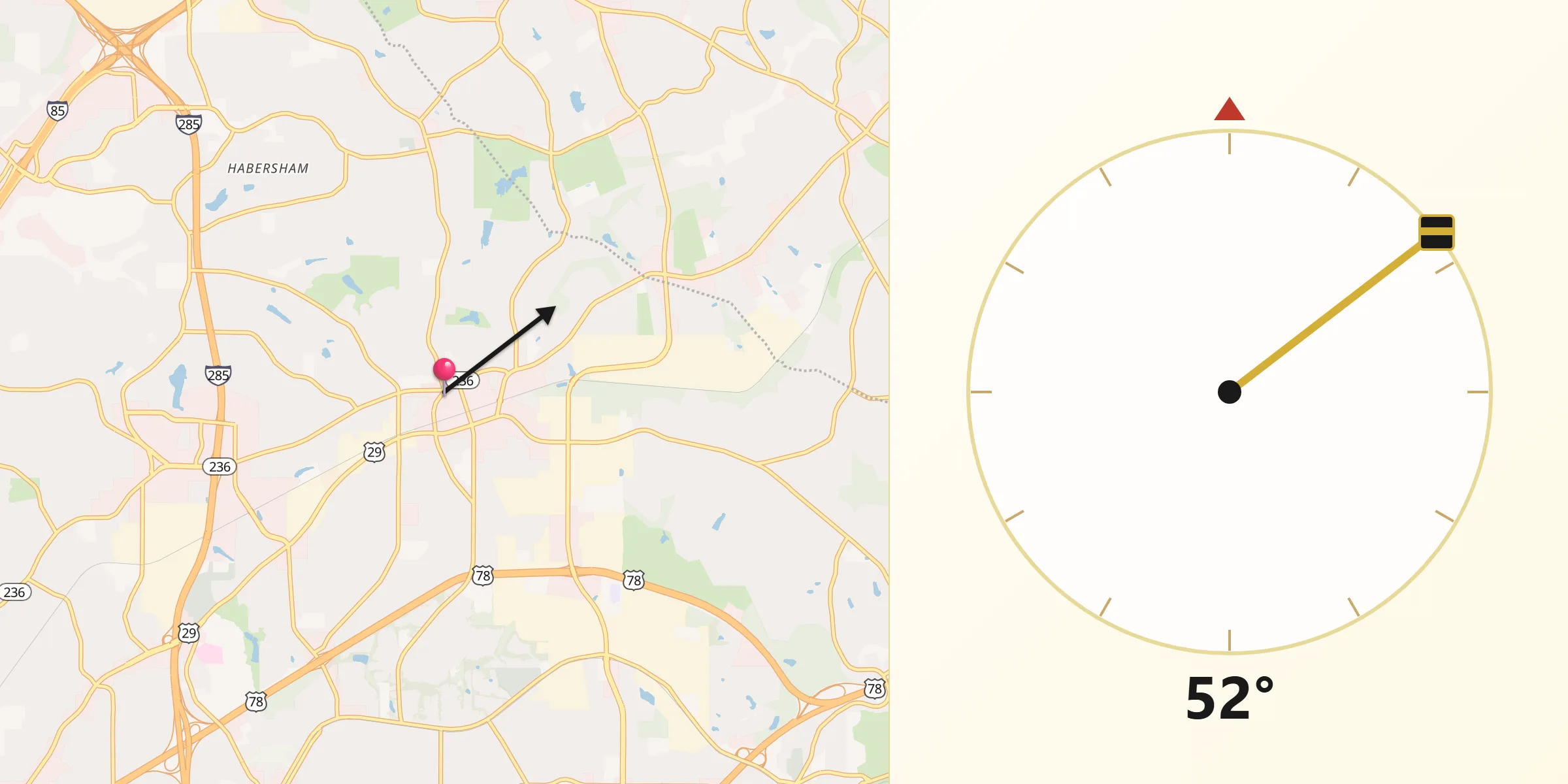 Qibla Direction from Tucker