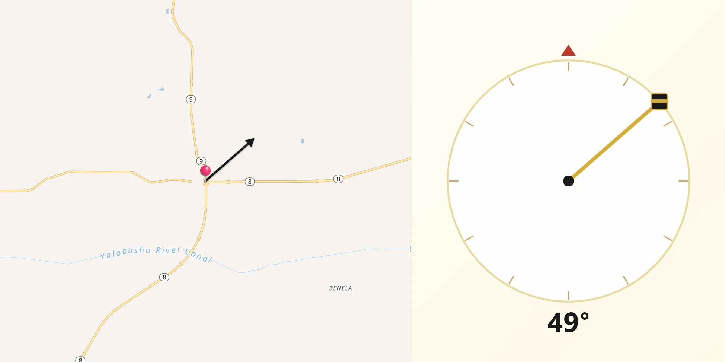 Qibla Direction from Calhoun City