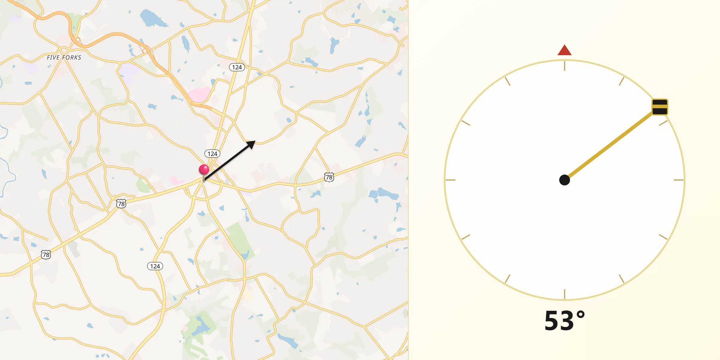 Qibla Direction from Snellville