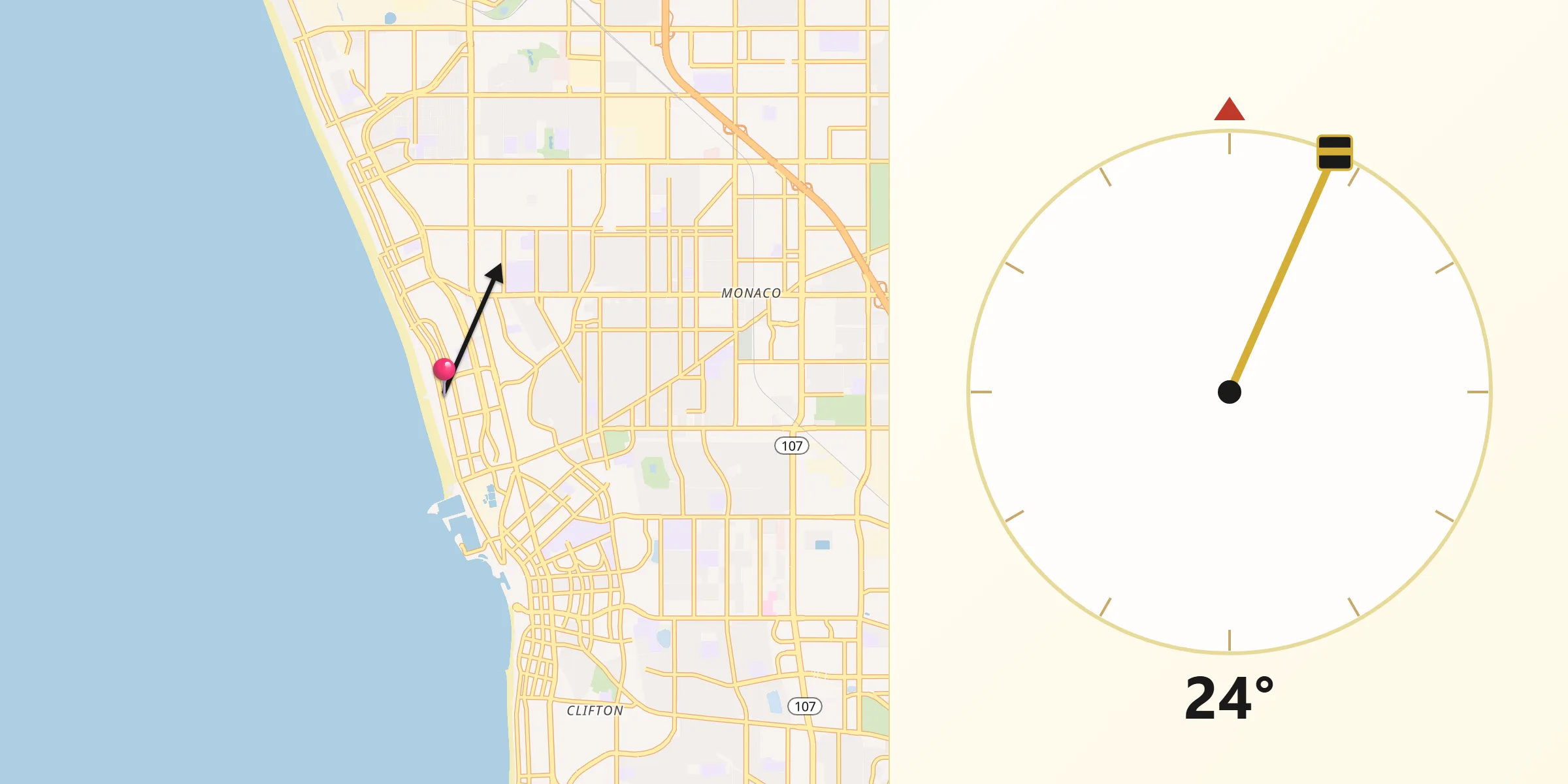 Qibla Direction from Hermosa Beach