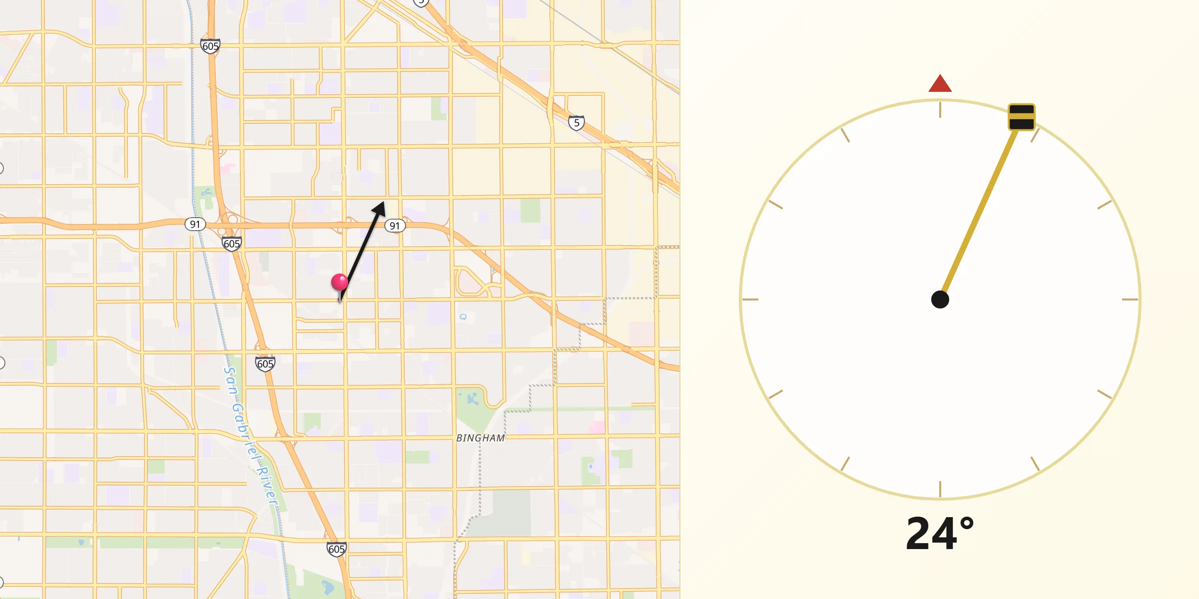 Qibla Direction from Artesia