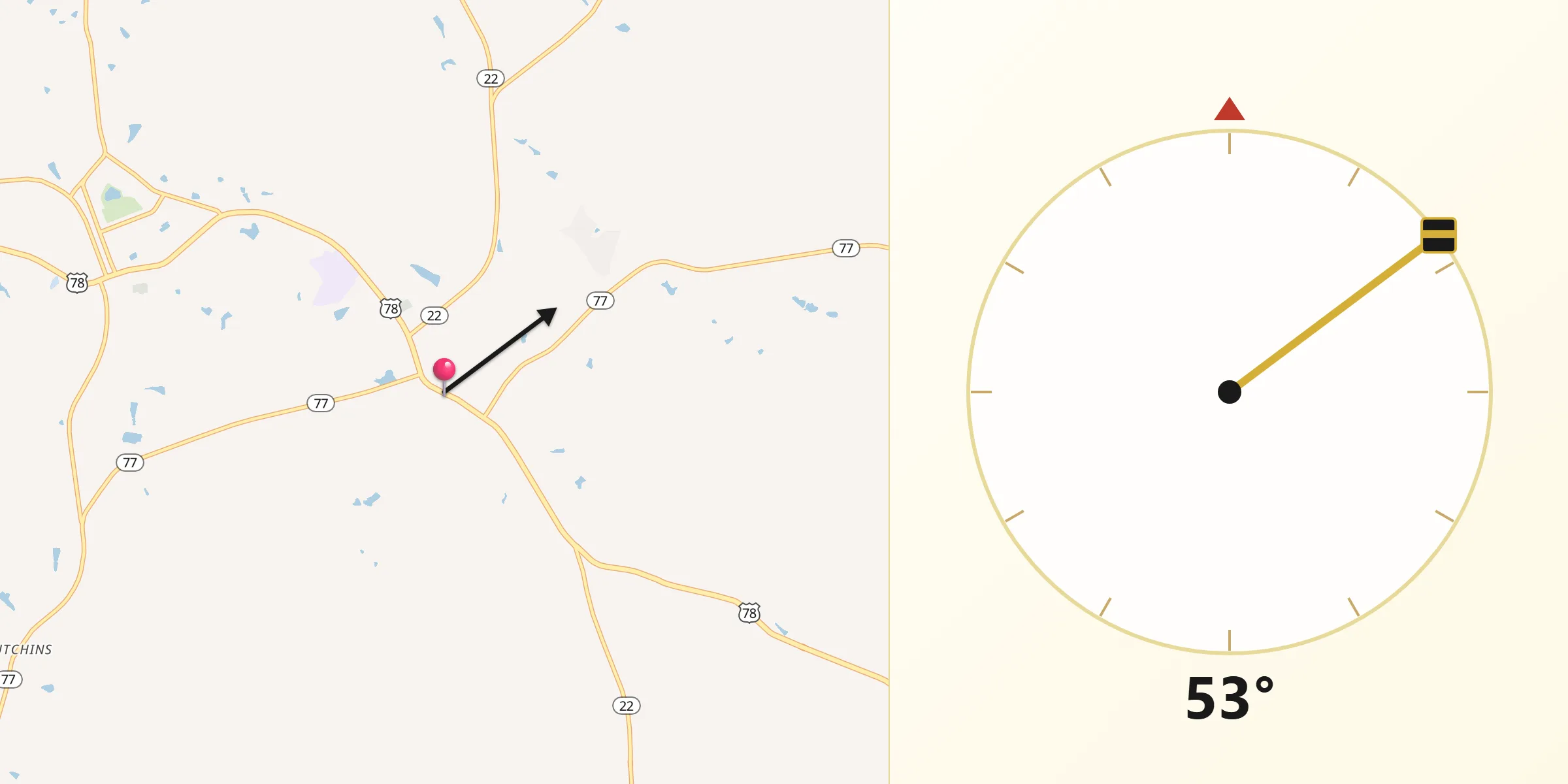 Kierunek Qibla z Lexington