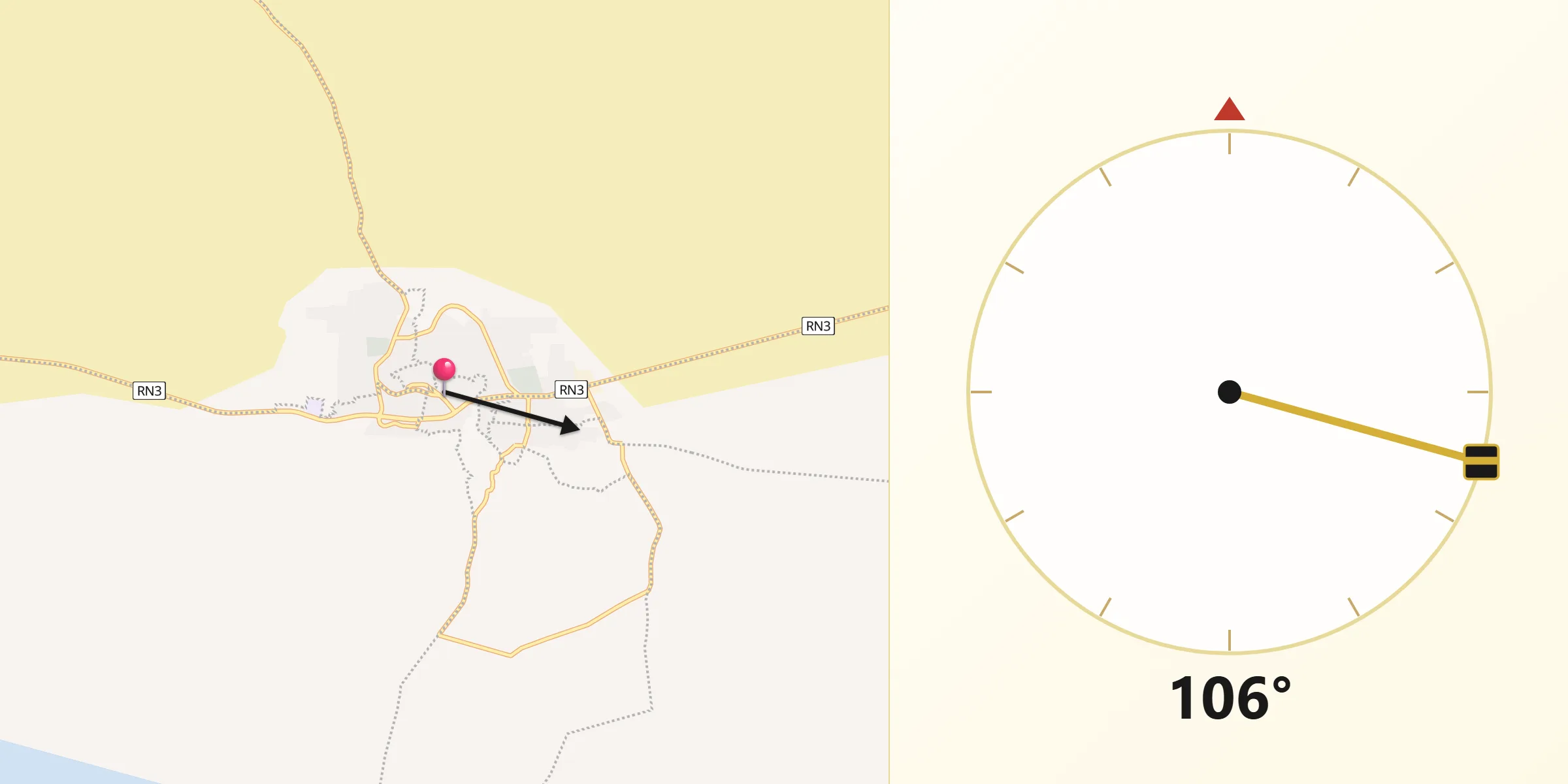 Direction vers la Qibla depuis Nefta