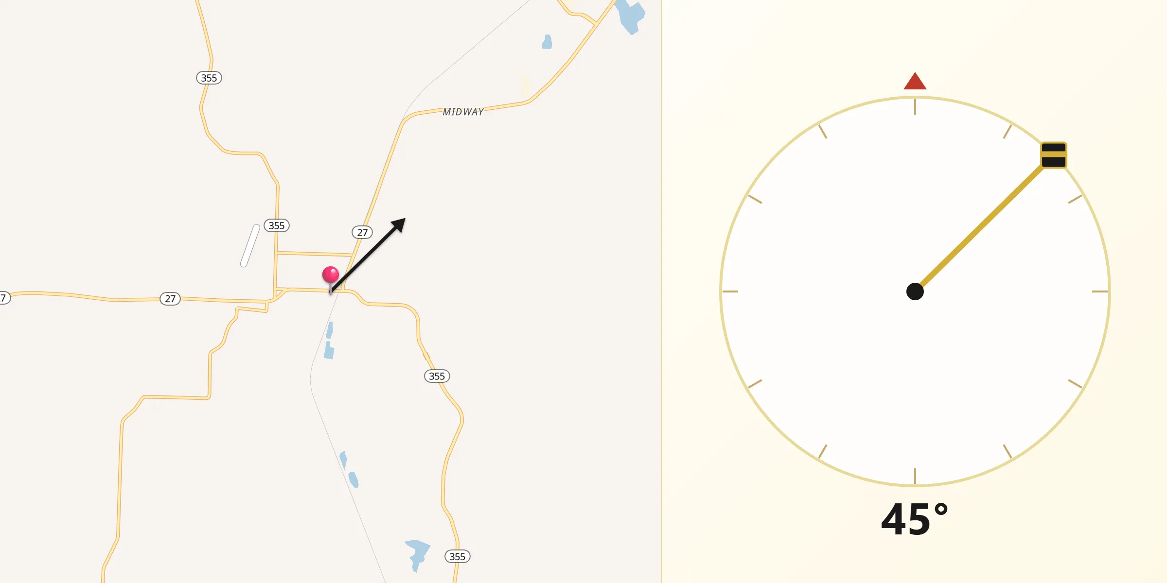 Qibla Direction from Mineral Springs
