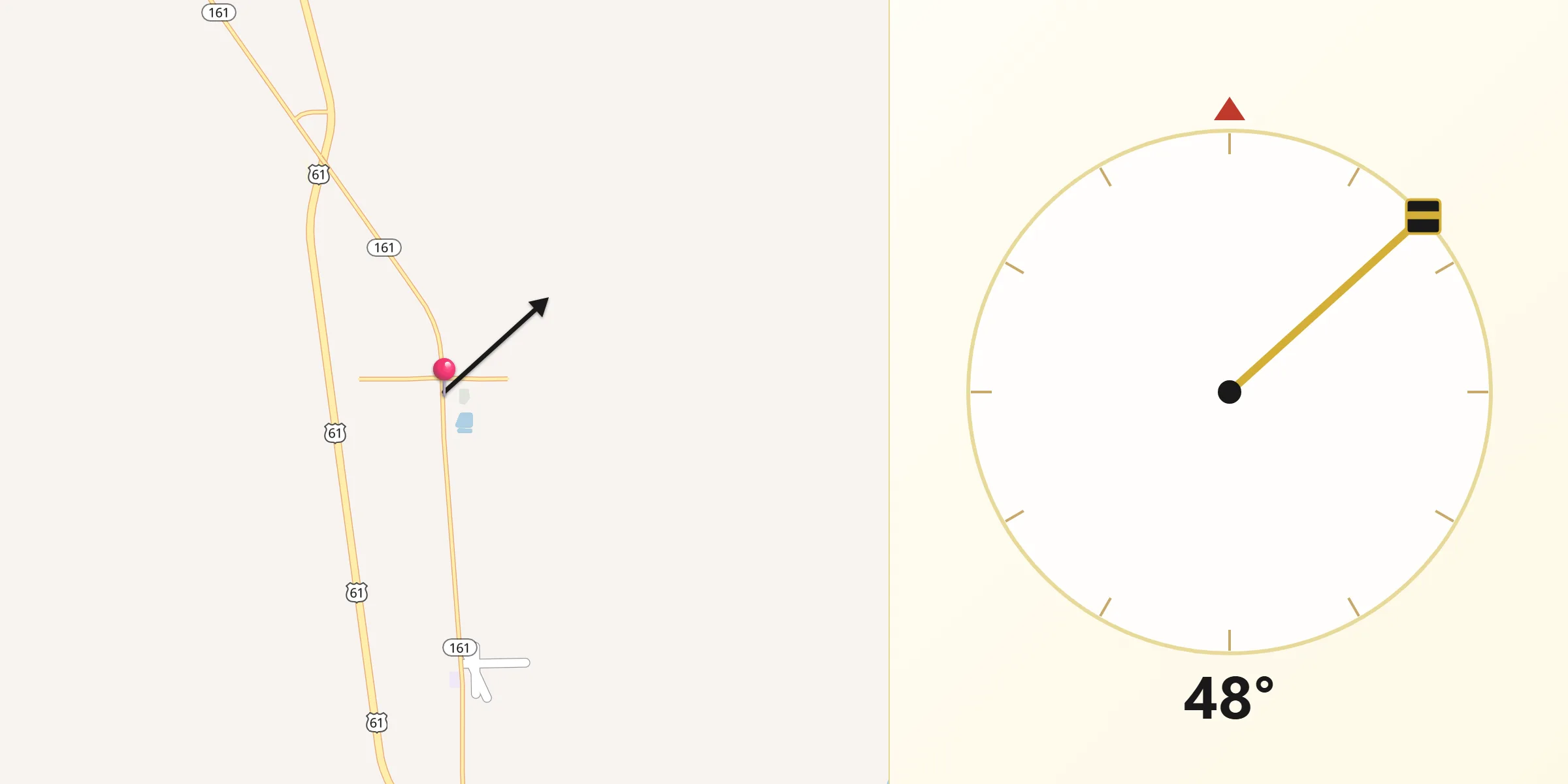 Qibla Direction from Mound Bayou