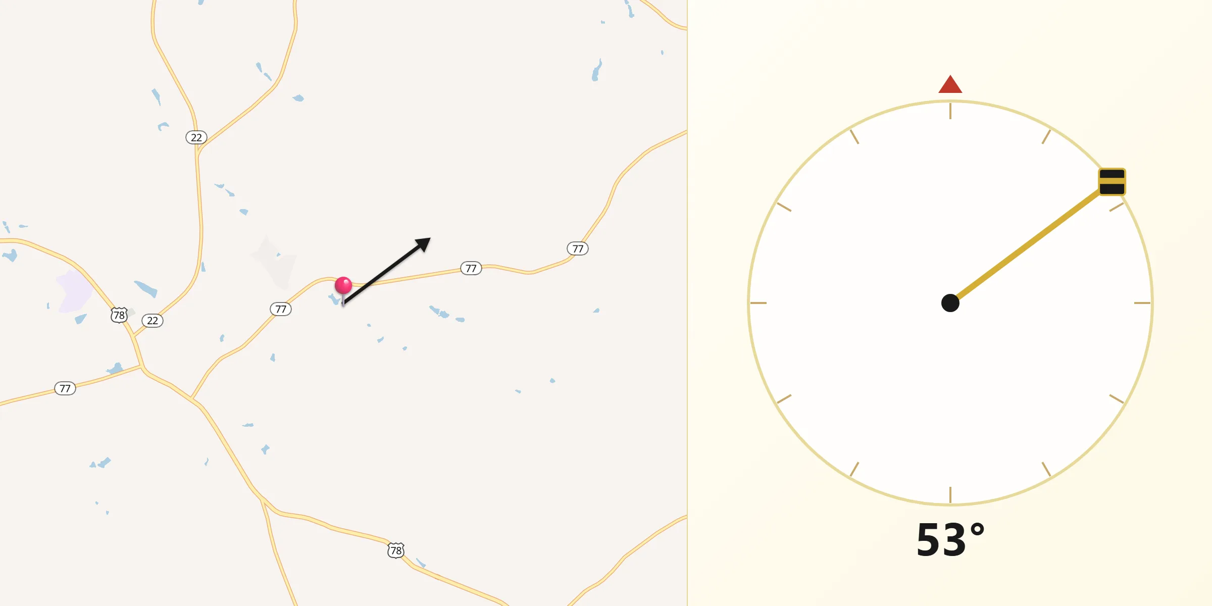 Qibla Direction from Oglethorpe County
