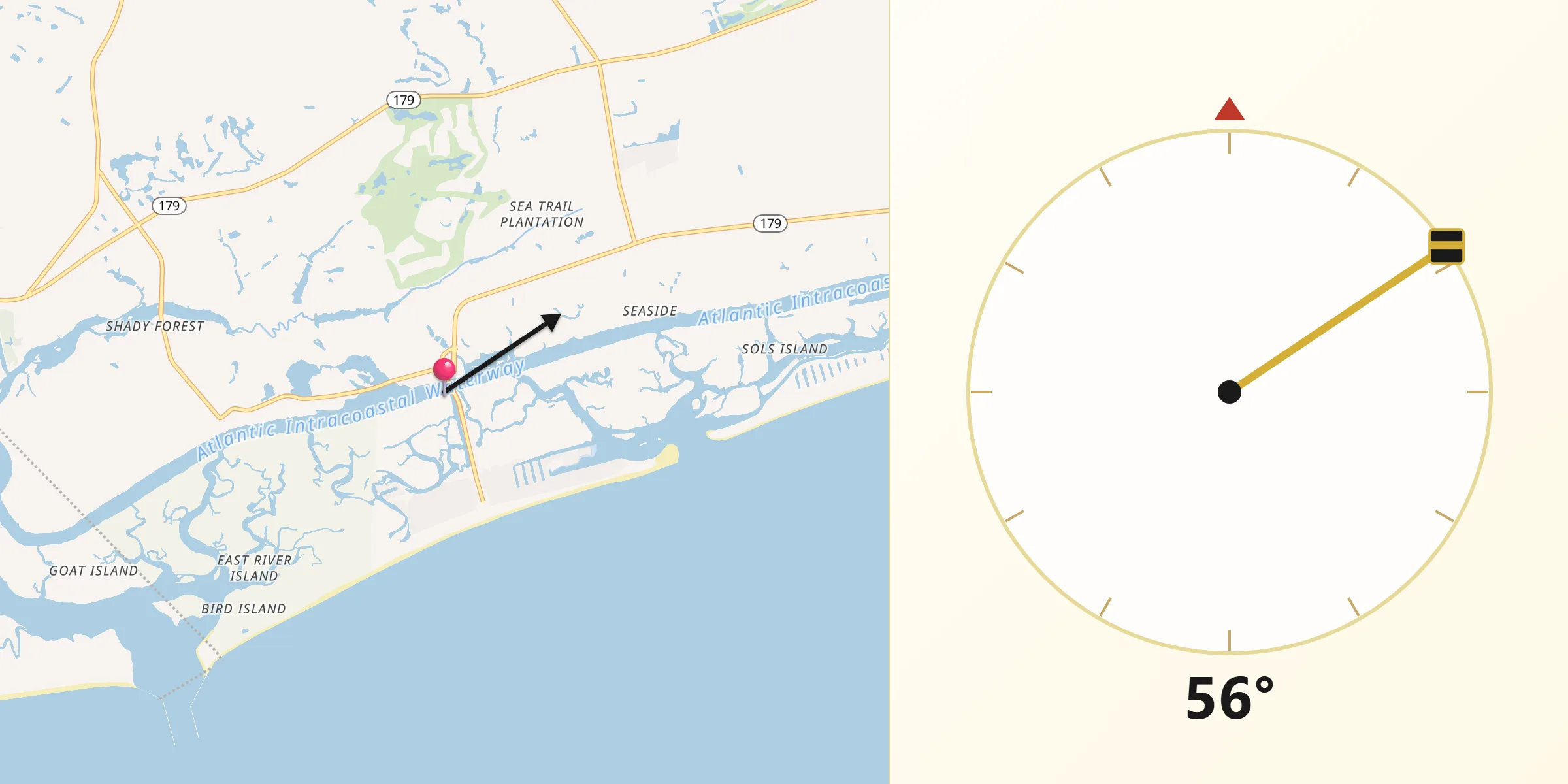 Qibla Direction from Sunset Beach