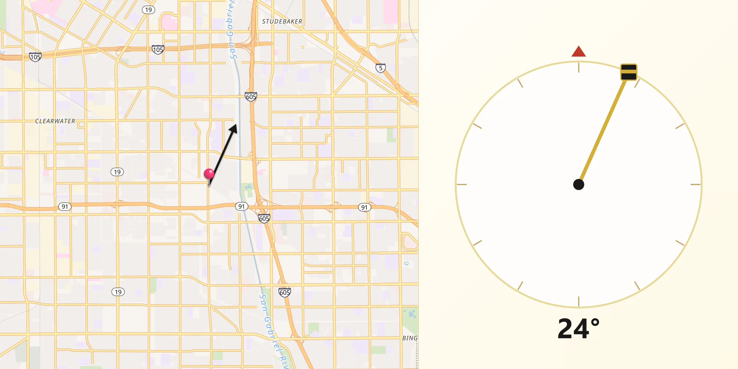 Qibla Direction from Bellflower