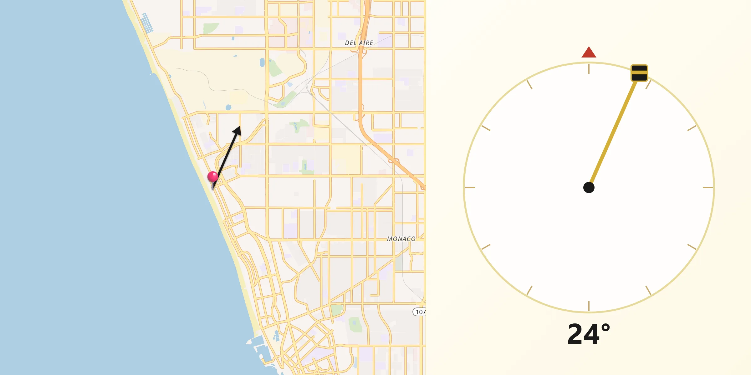 Qibla Direction from Manhattan Beach