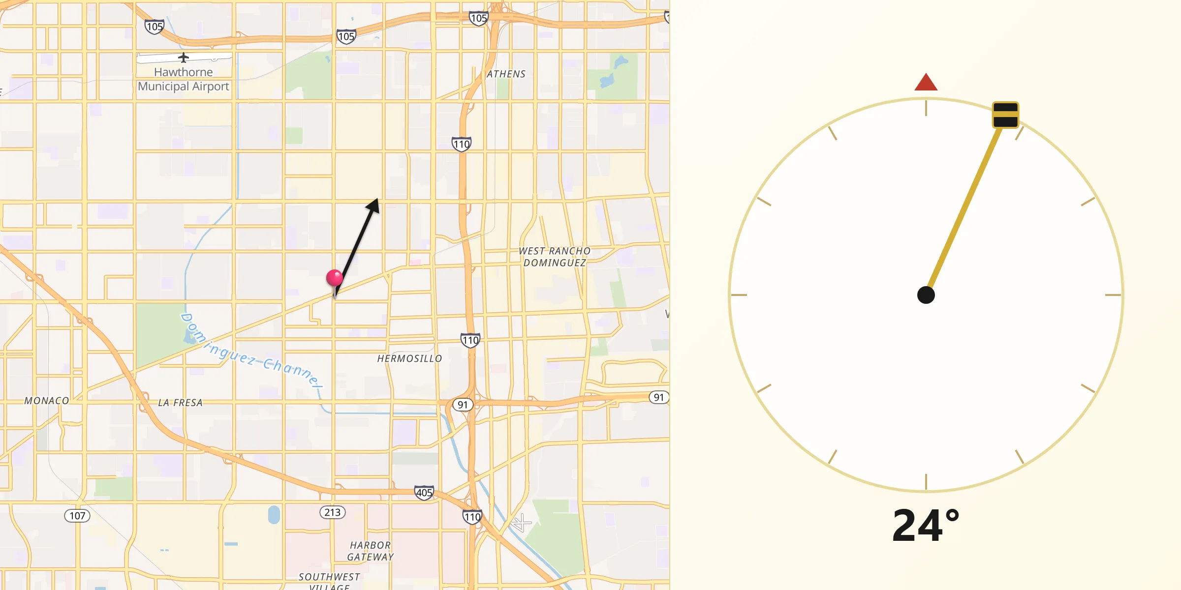Qibla Direction from Gardena
