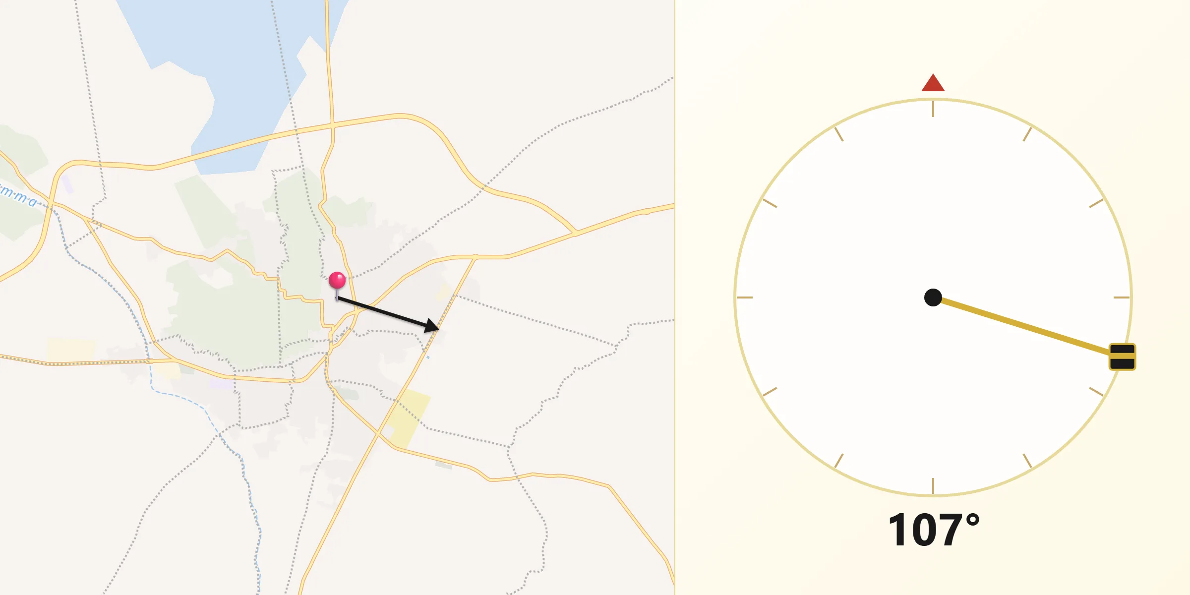Direction vers la Qibla depuis El Hamma