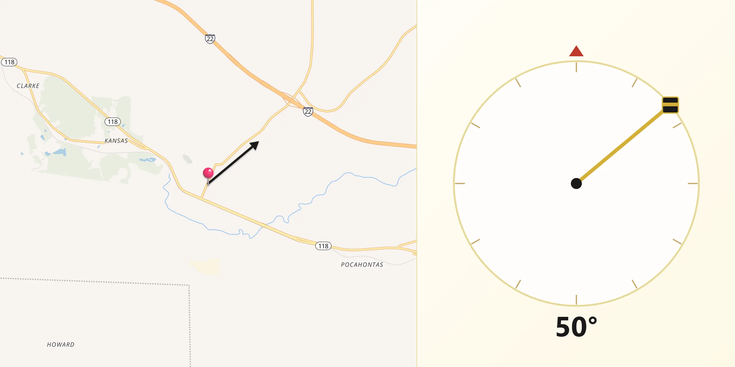 Qibla Direction from Carbon Hill