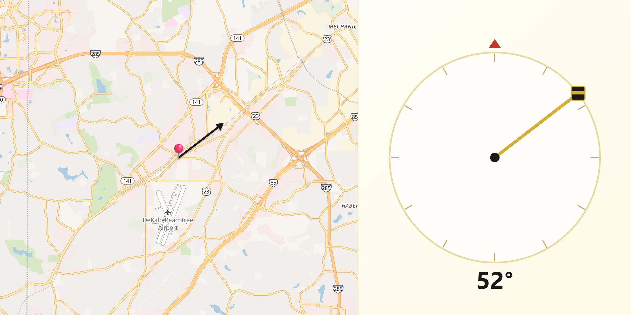 Qibla Direction from Chamblee