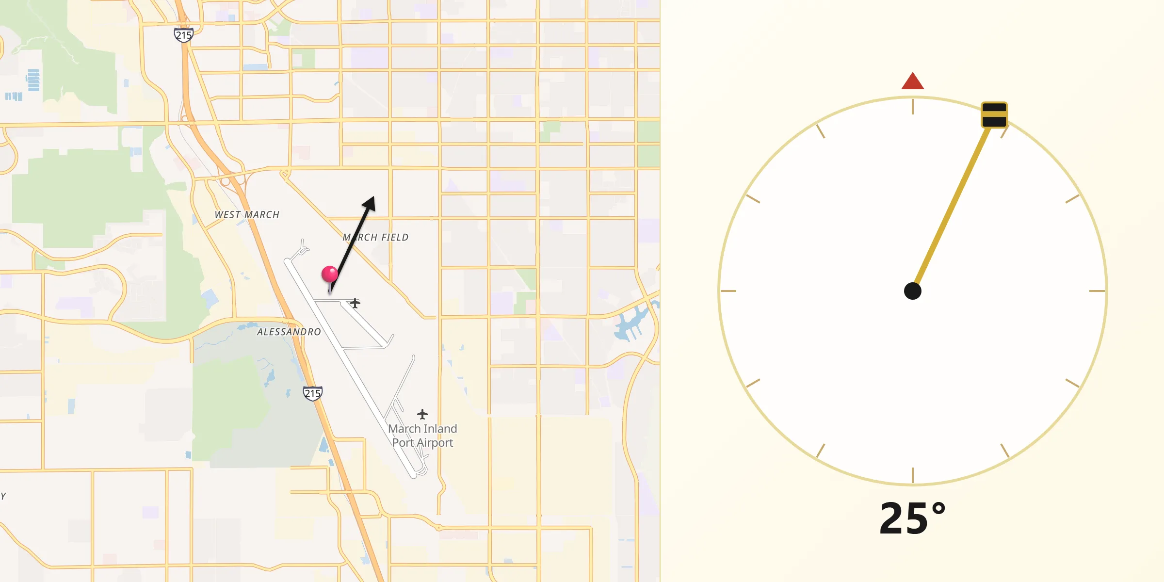 Qibla Direction from March Air Force Base