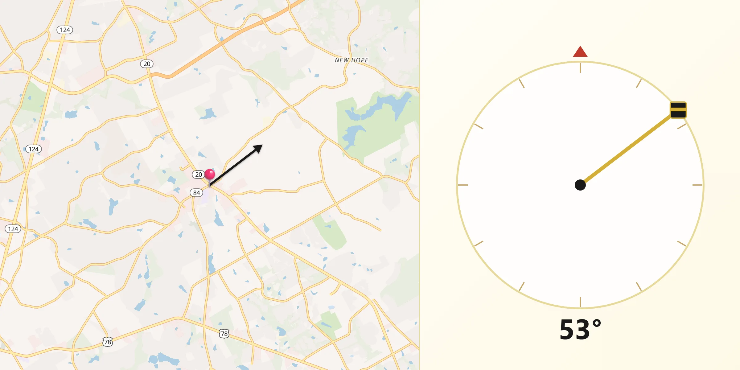 Qibla Direction from Grayson