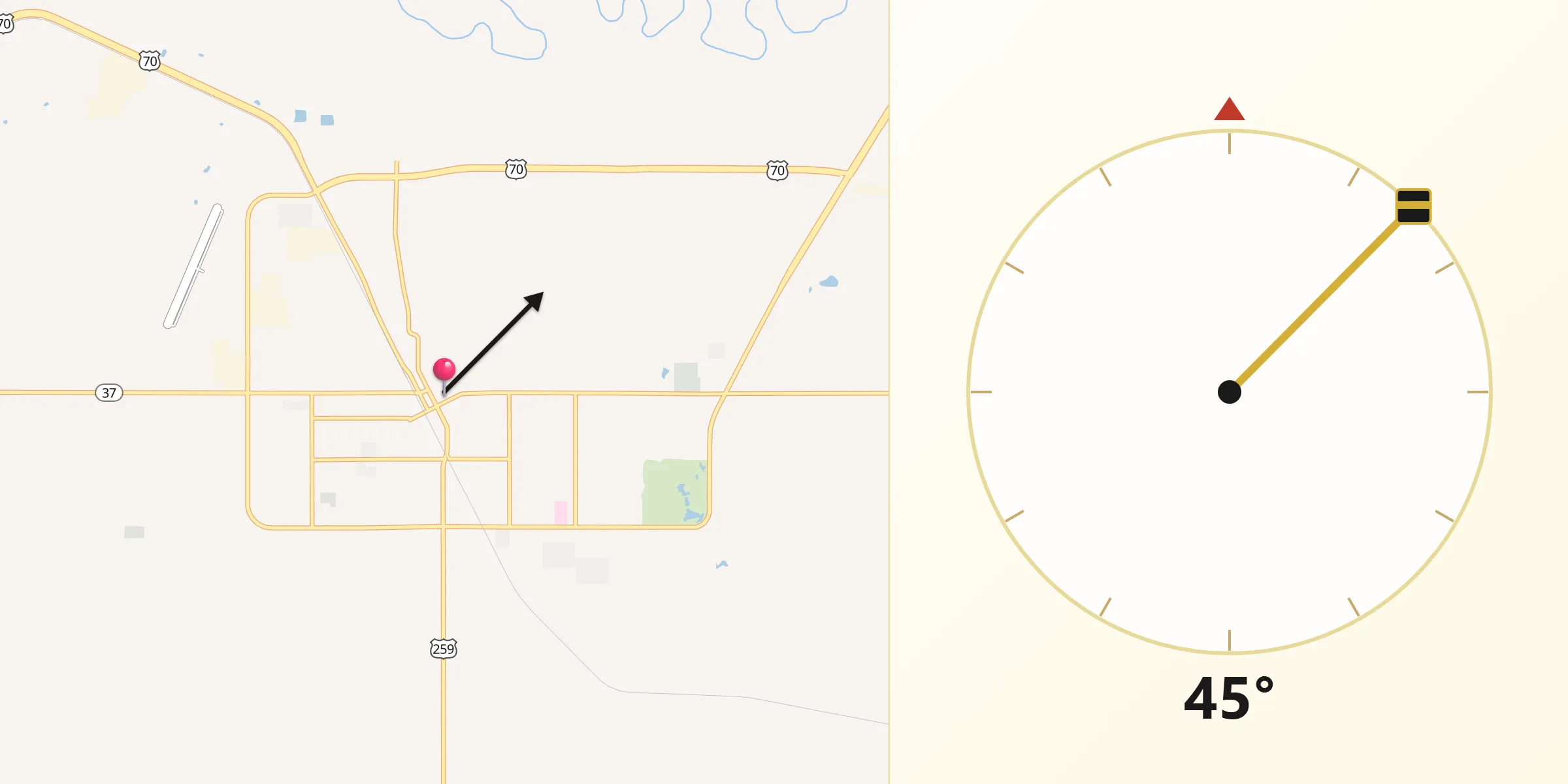 Qibla Direction from Idabel