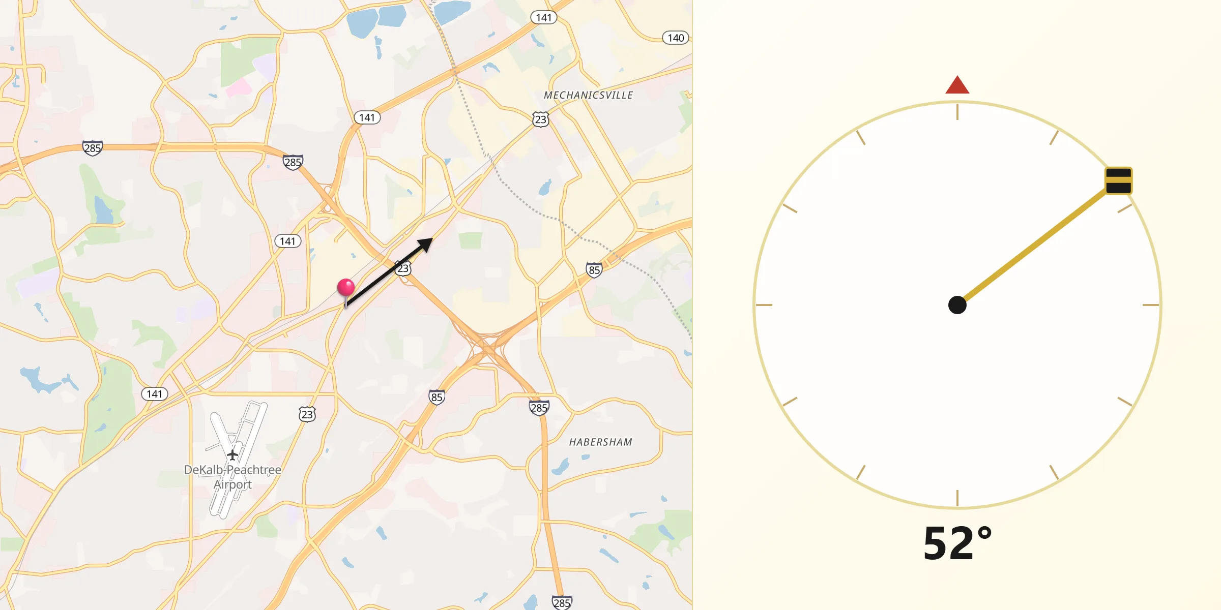 Qibla Direction from Doraville