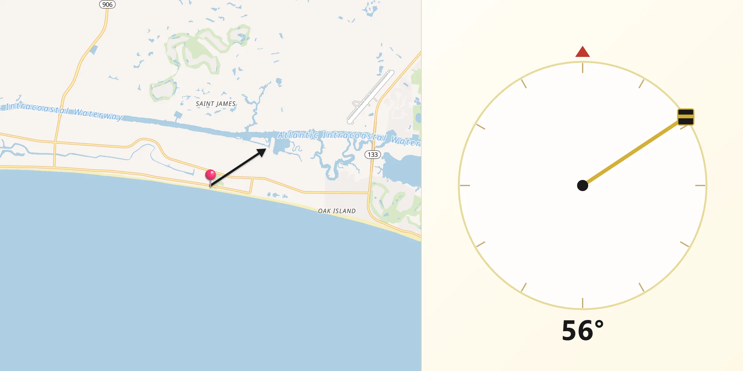 Direção da Qibla a partir de Long Beach