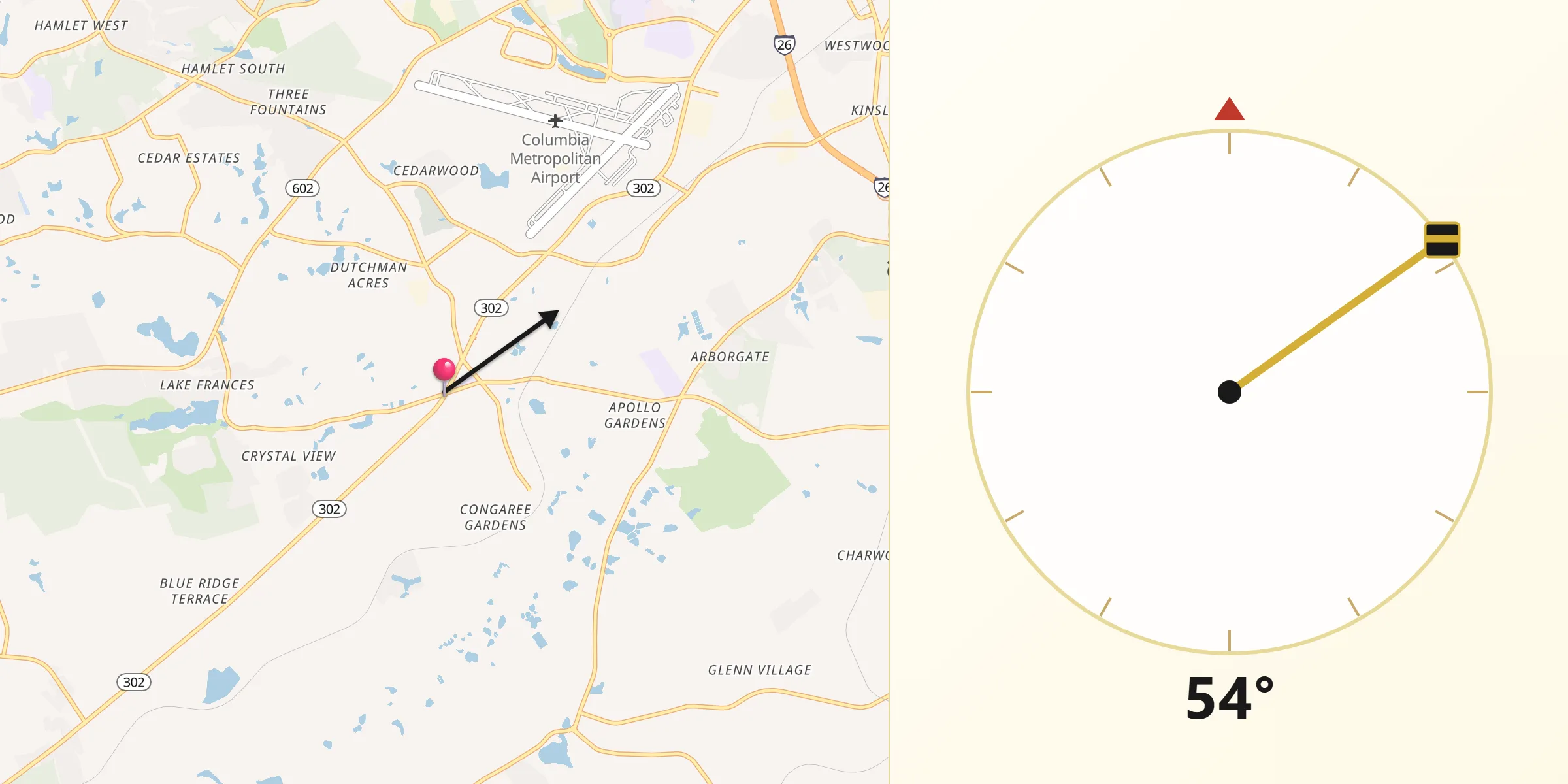 Qibla Direction from South Congaree