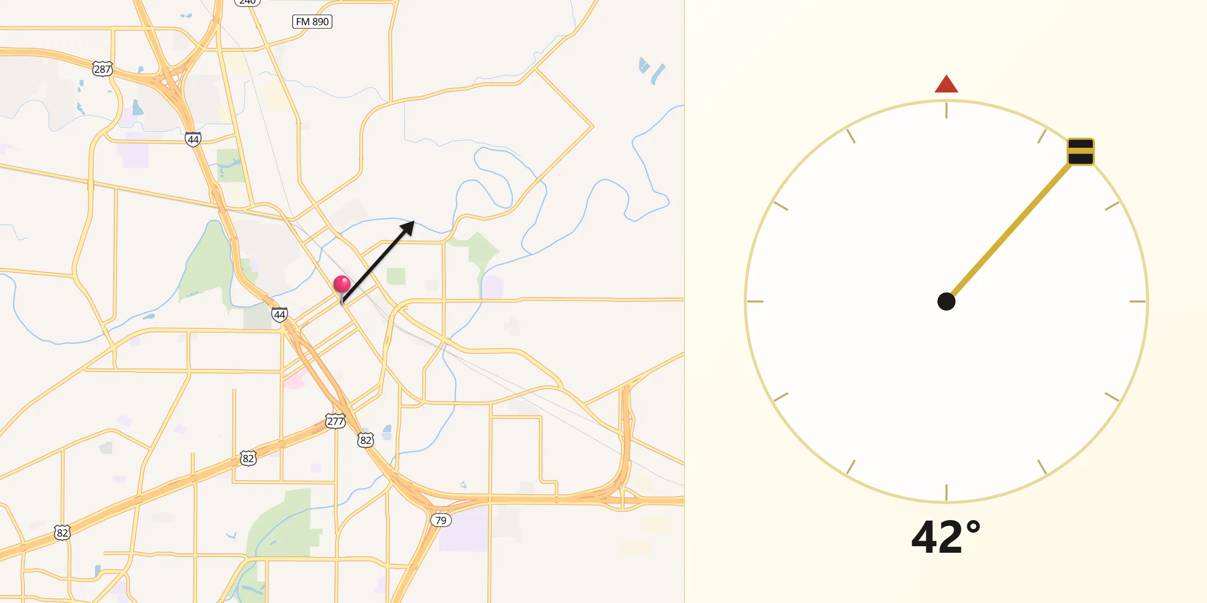Qibla Direction from Wichita Falls