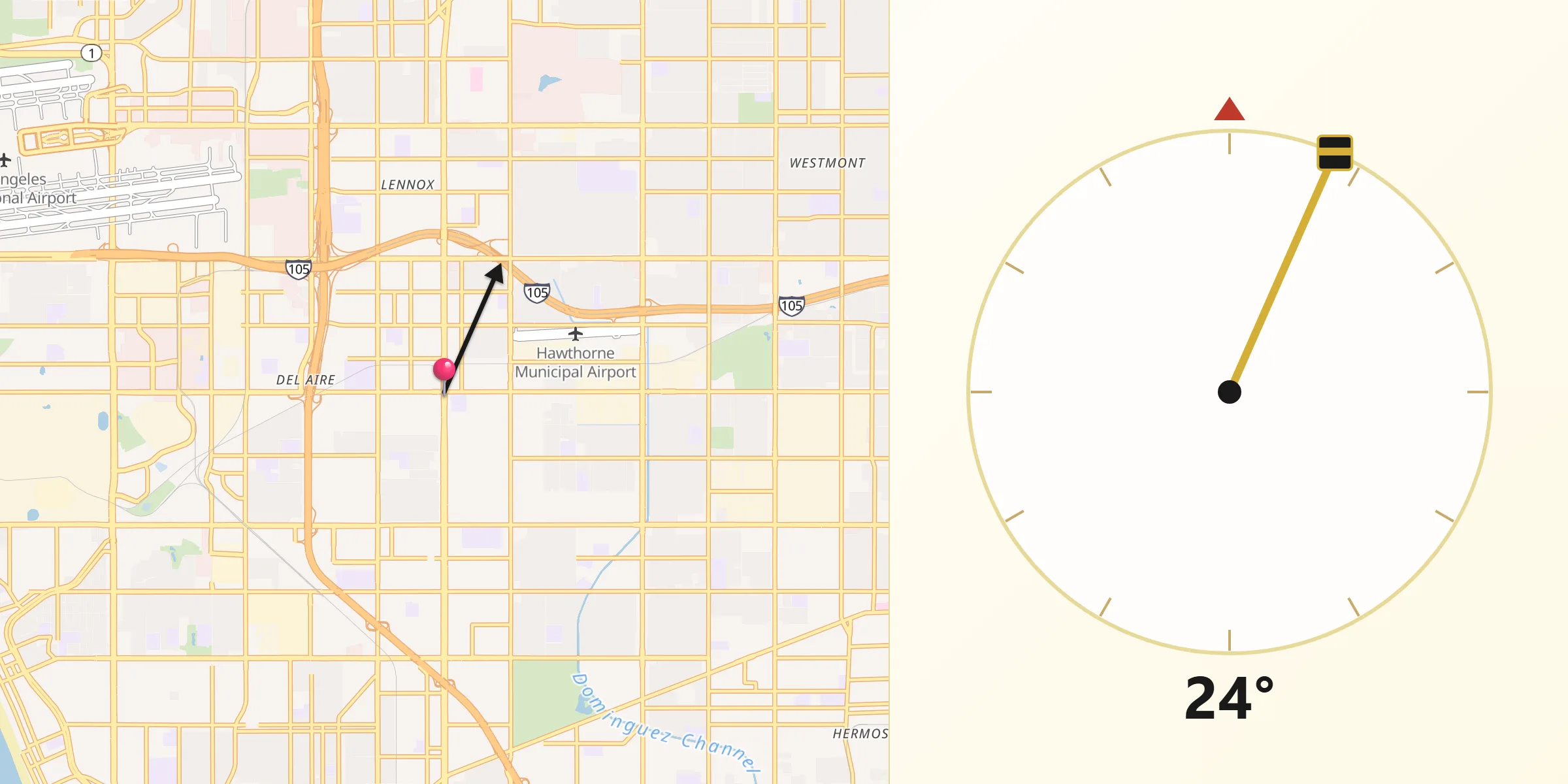 Qibla Direction from Hawthorne