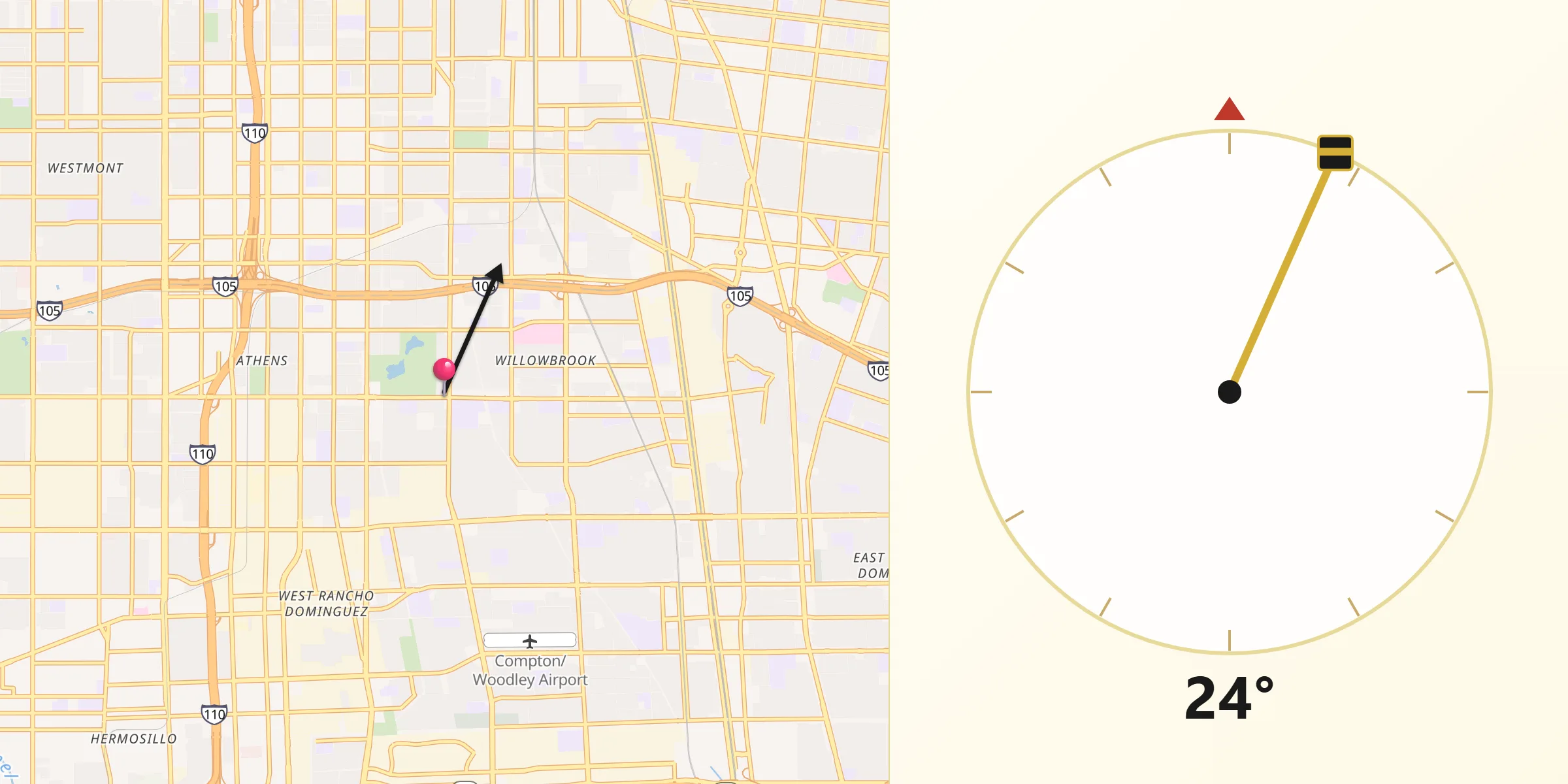 Qibla Direction from Willowbrook