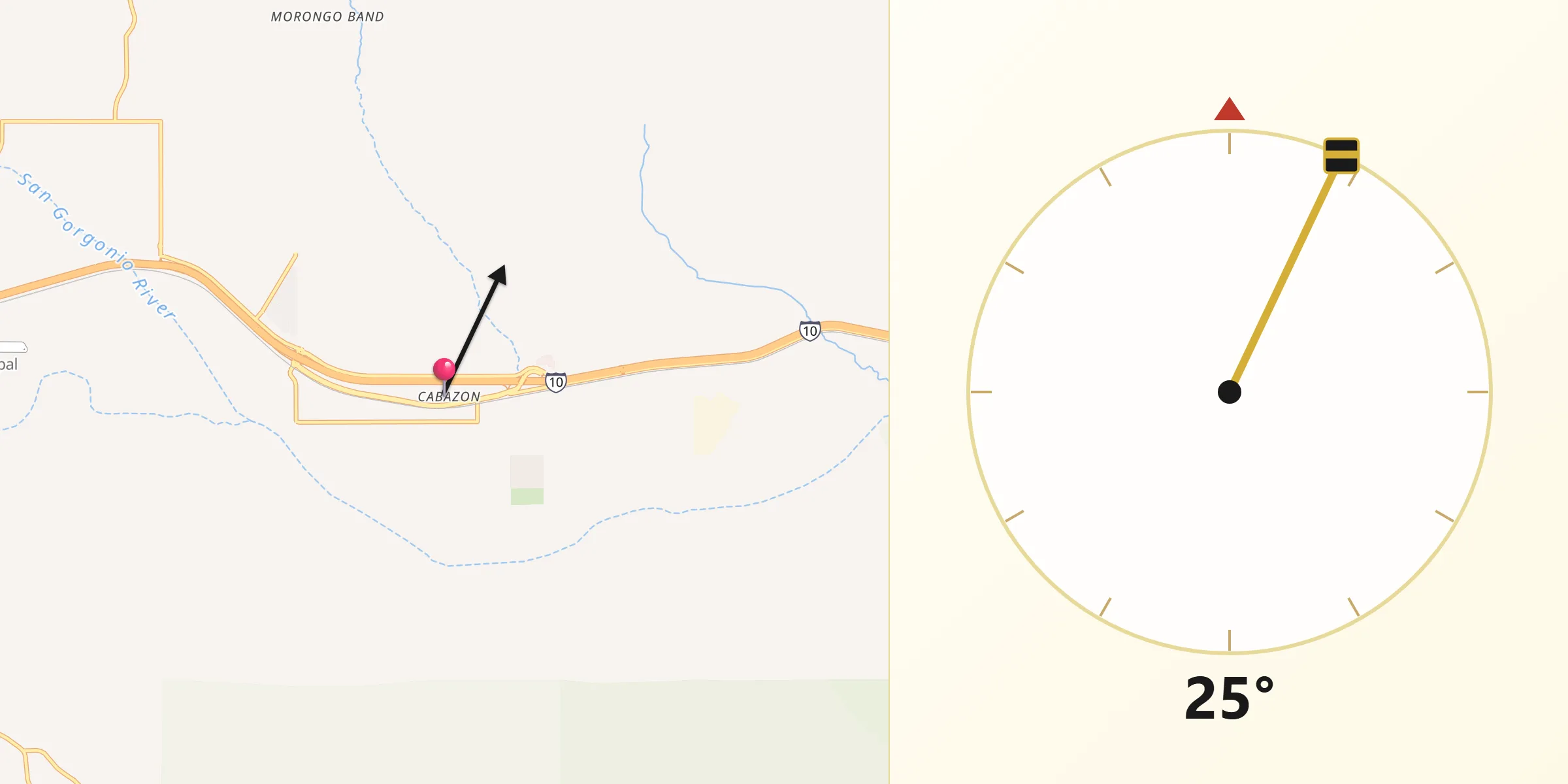 Qibla Direction from Cabazon
