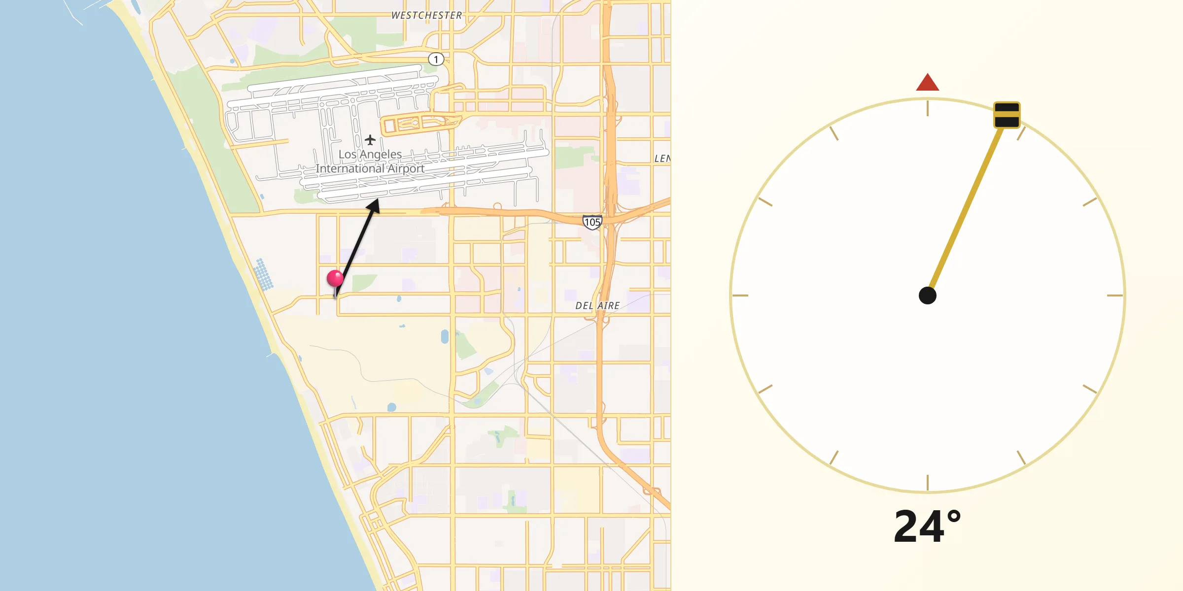 Qibla Direction from El Segundo