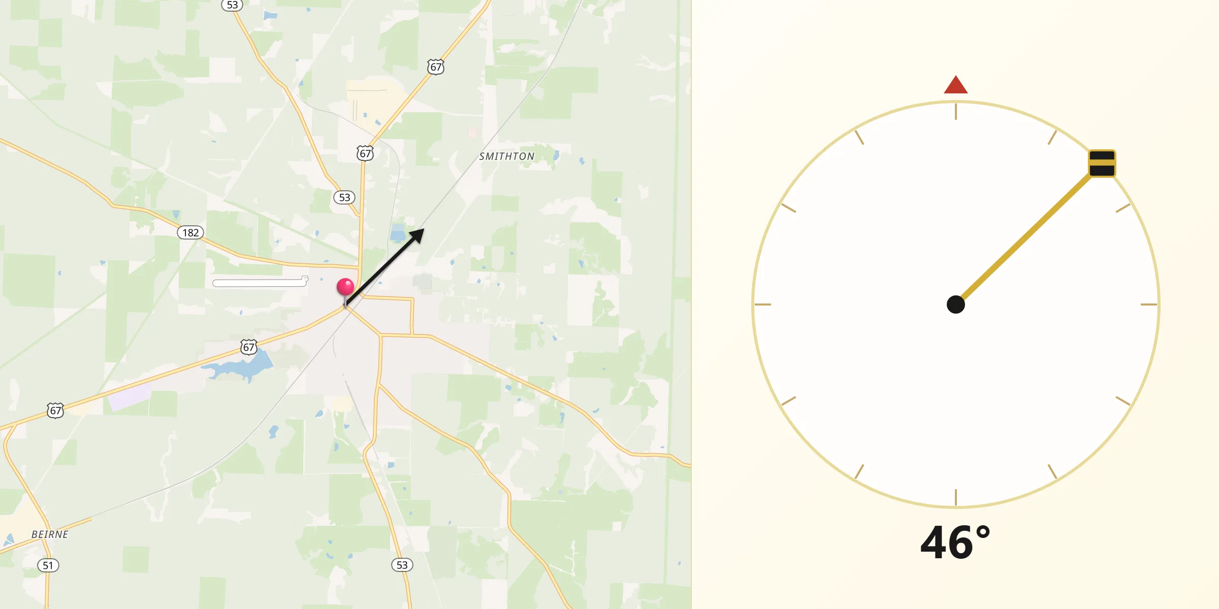 Qibla Direction from Gurdon