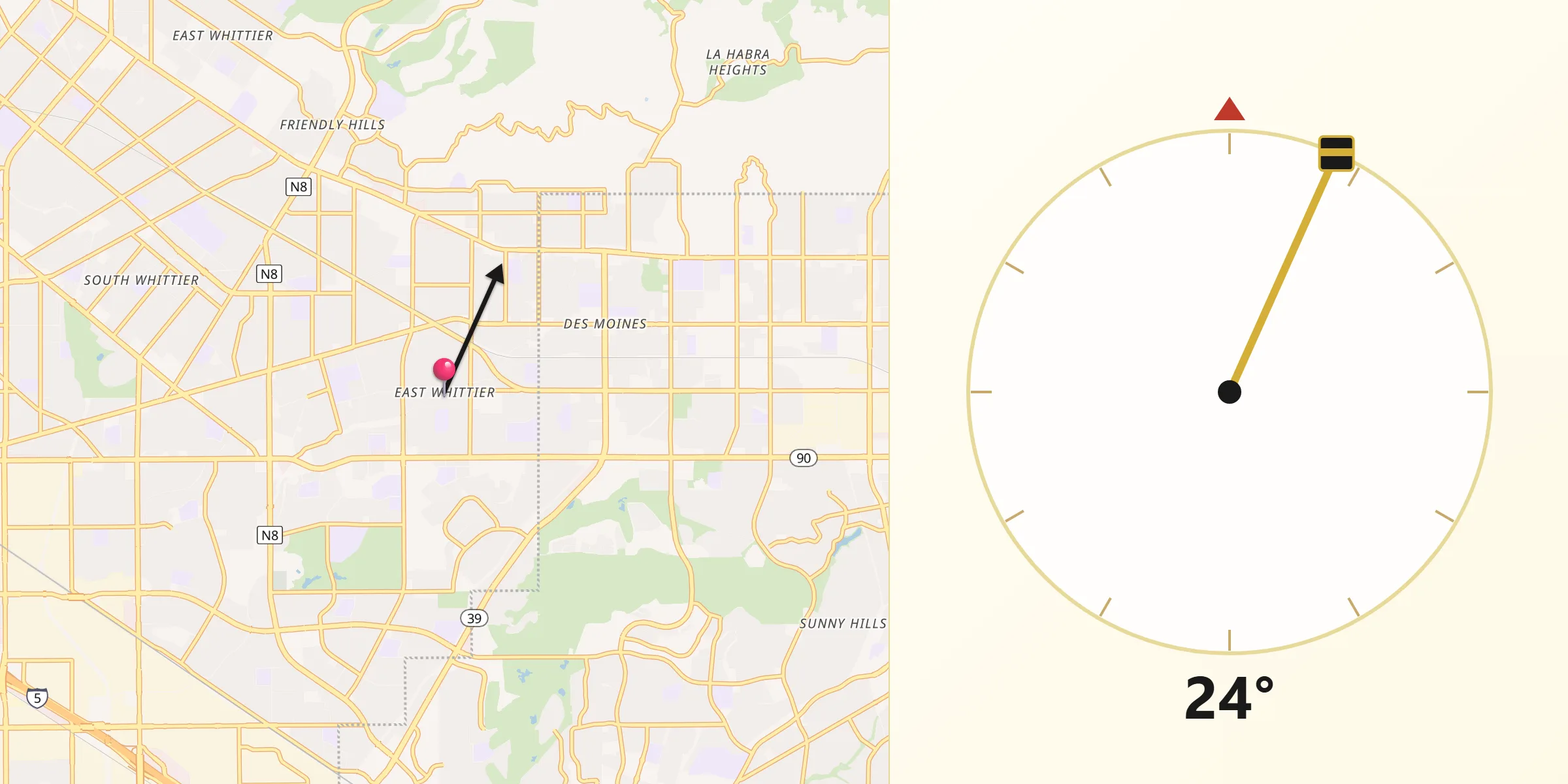 Qibla Direction from East La Mirada
