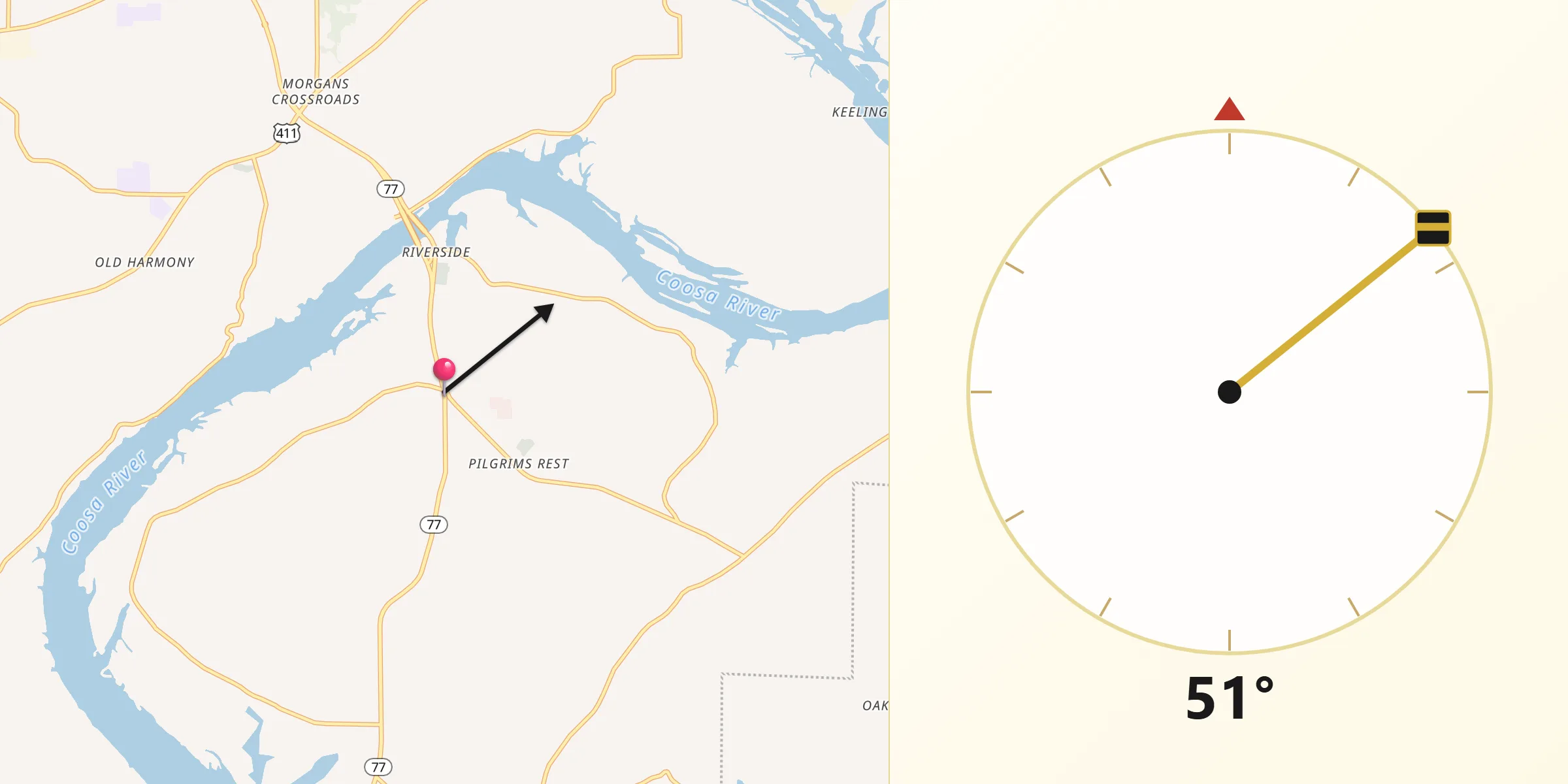 Qibla Direction from Southside