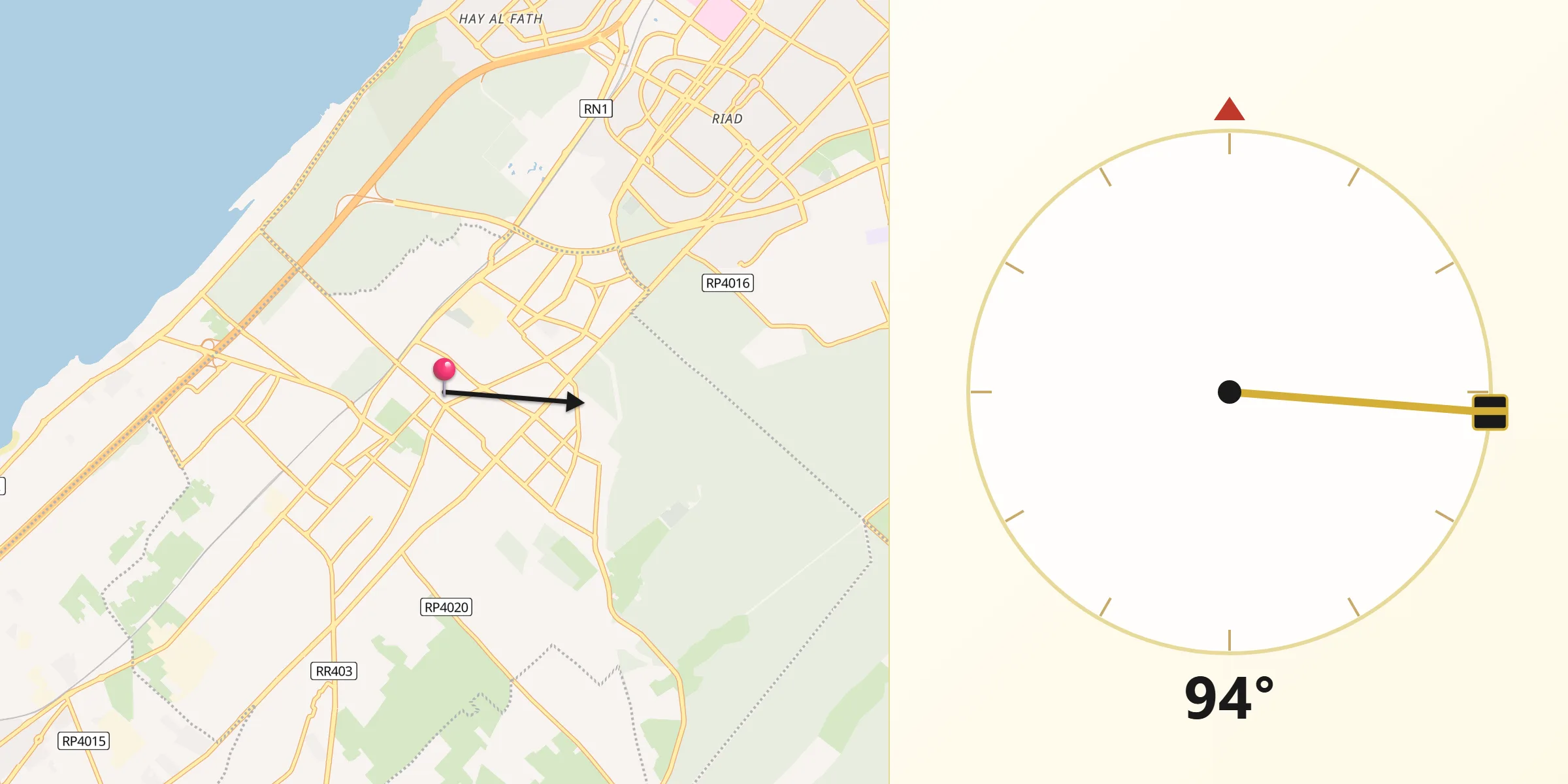 Direção da Qibla a partir de Temara