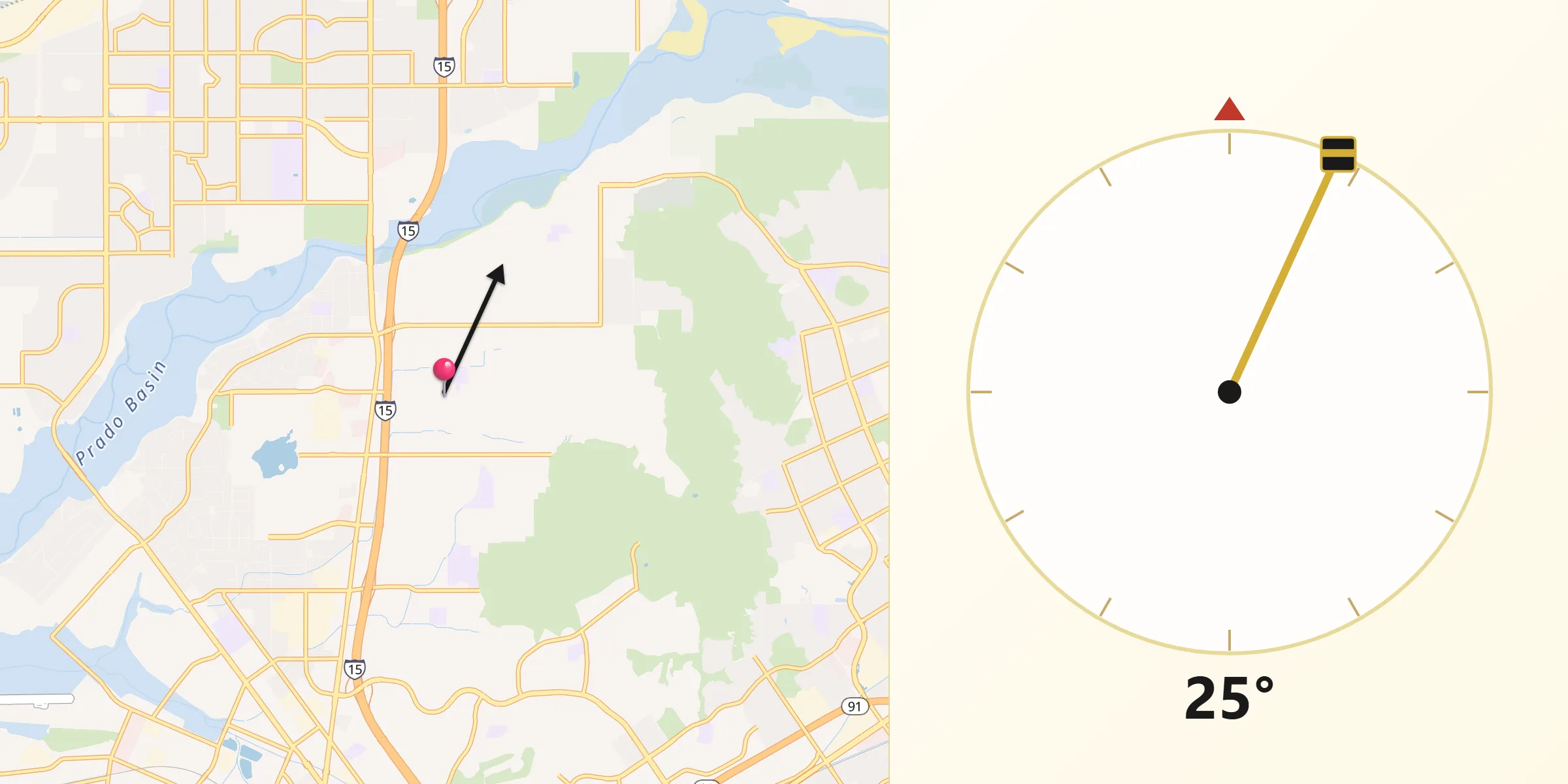 Qibla Direction from Norco