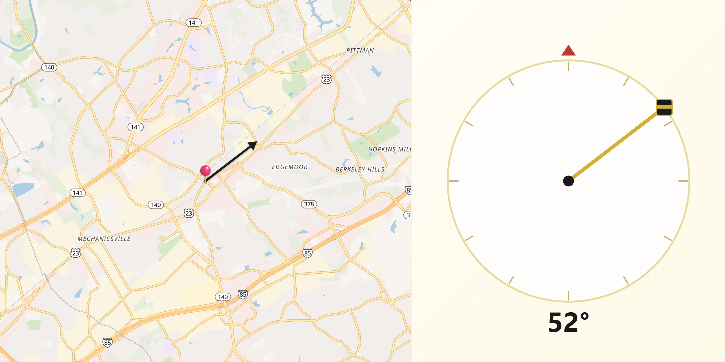 Qibla Direction from Norcross