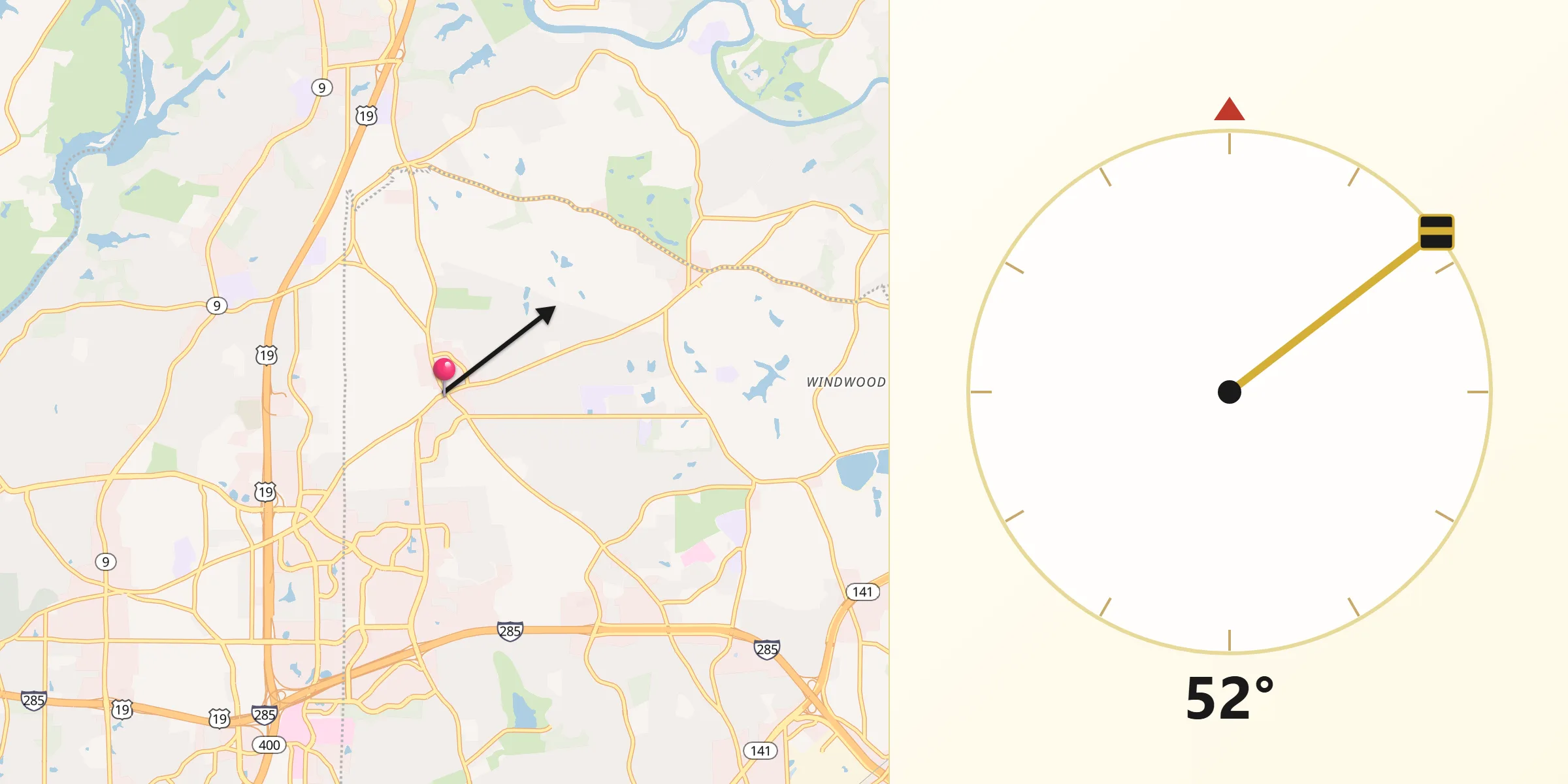 Qibla Direction from Dunwoody