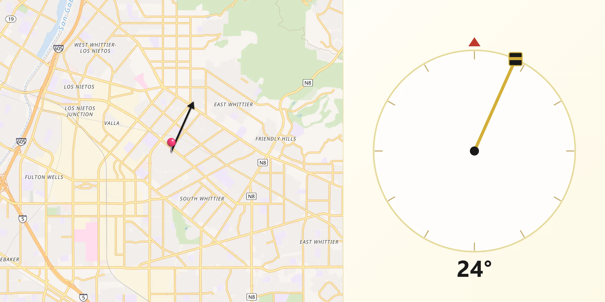 Qibla Direction from South Whittier
