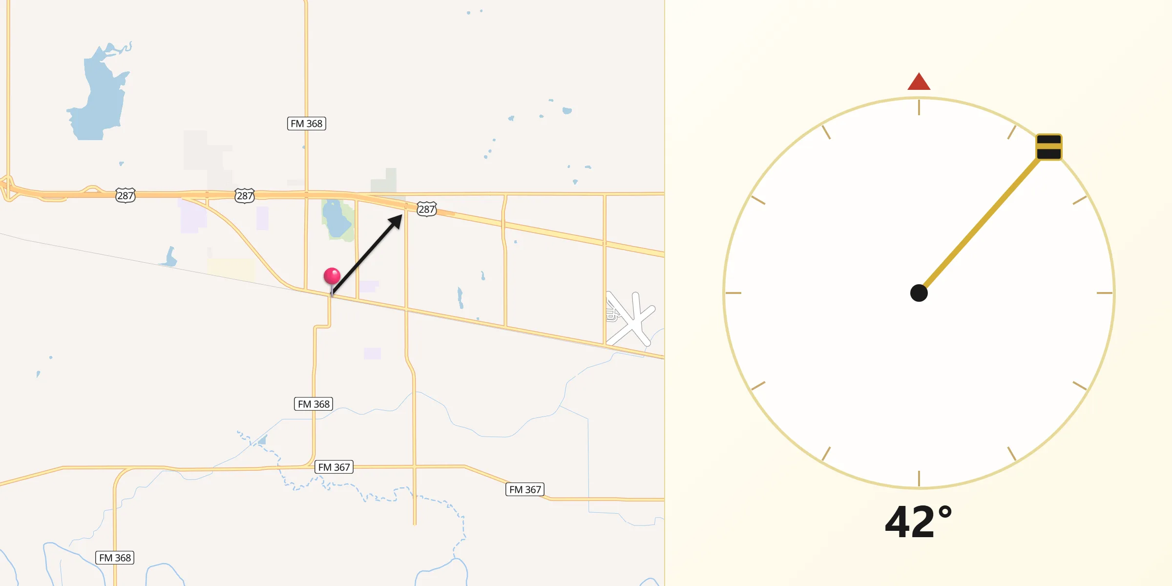 Qibla Direction from Iowa Park