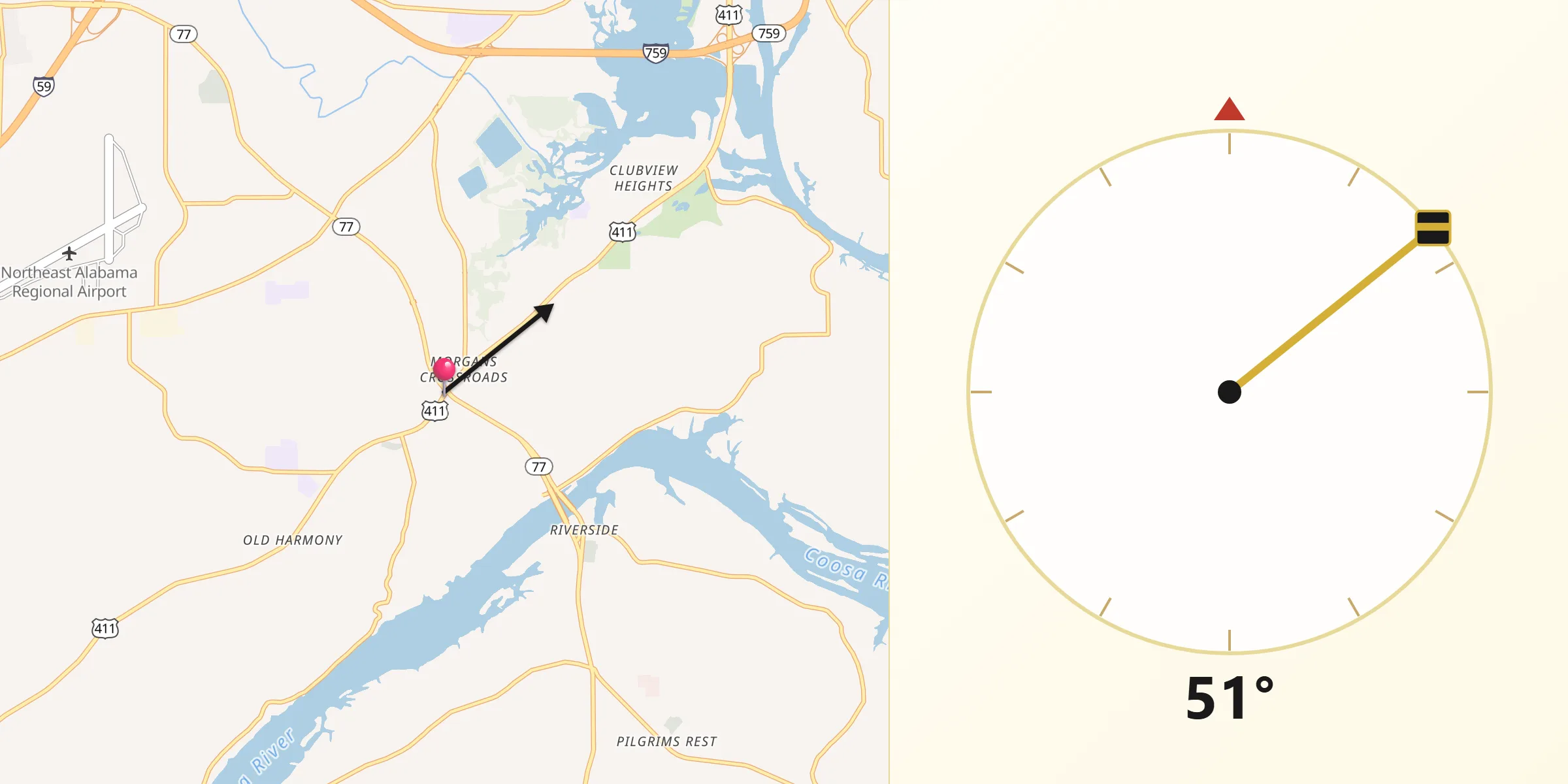 Qibla Direction from Rainbow City