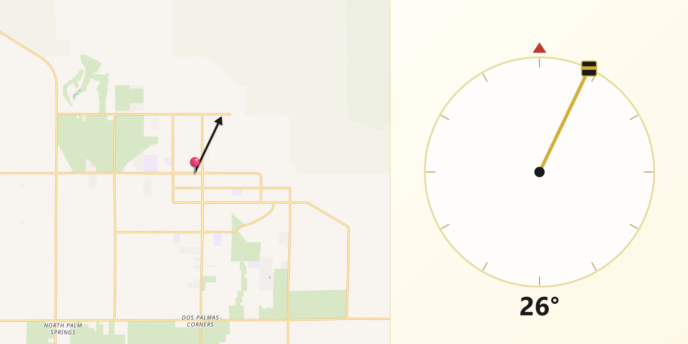Qibla Direction from Desert Hot Springs