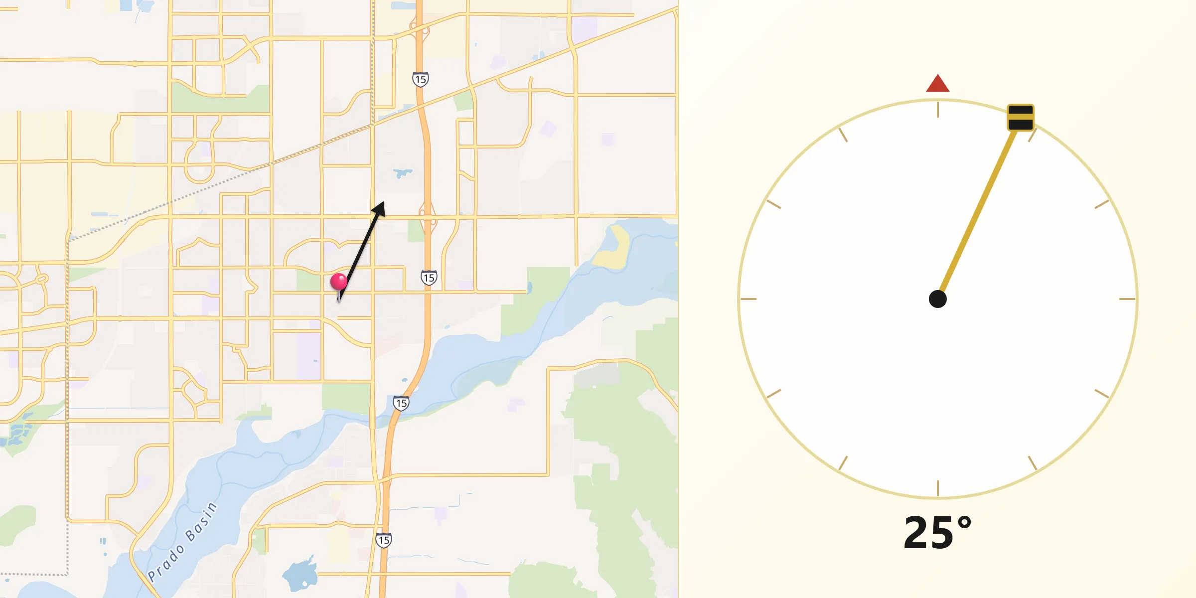Qibla Direction from Eastvale