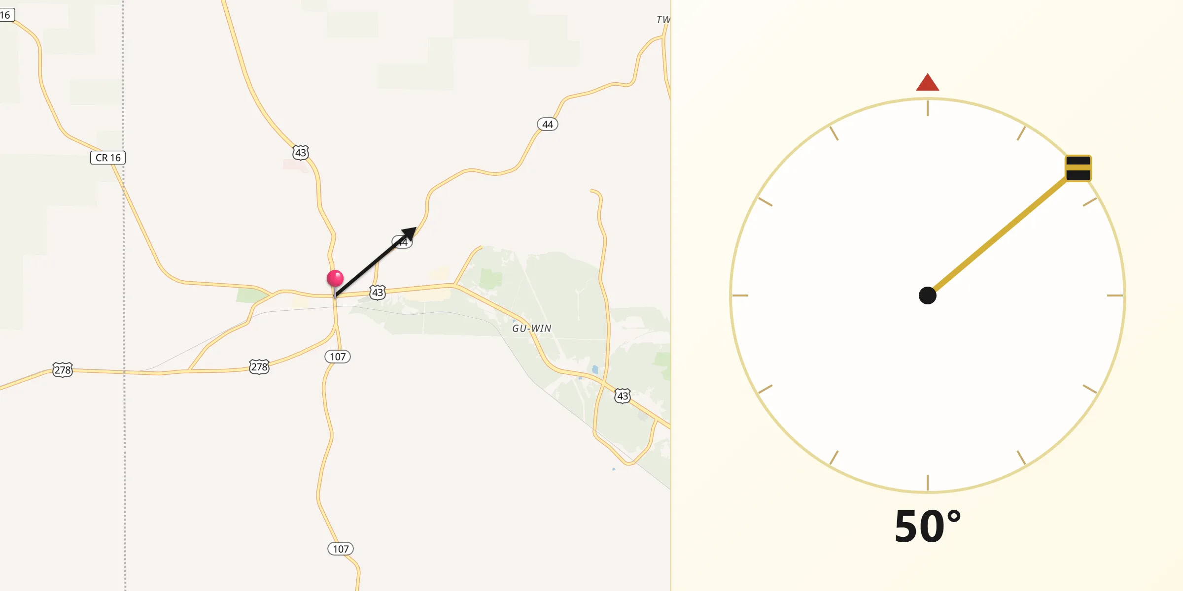 Qibla Direction from Guin