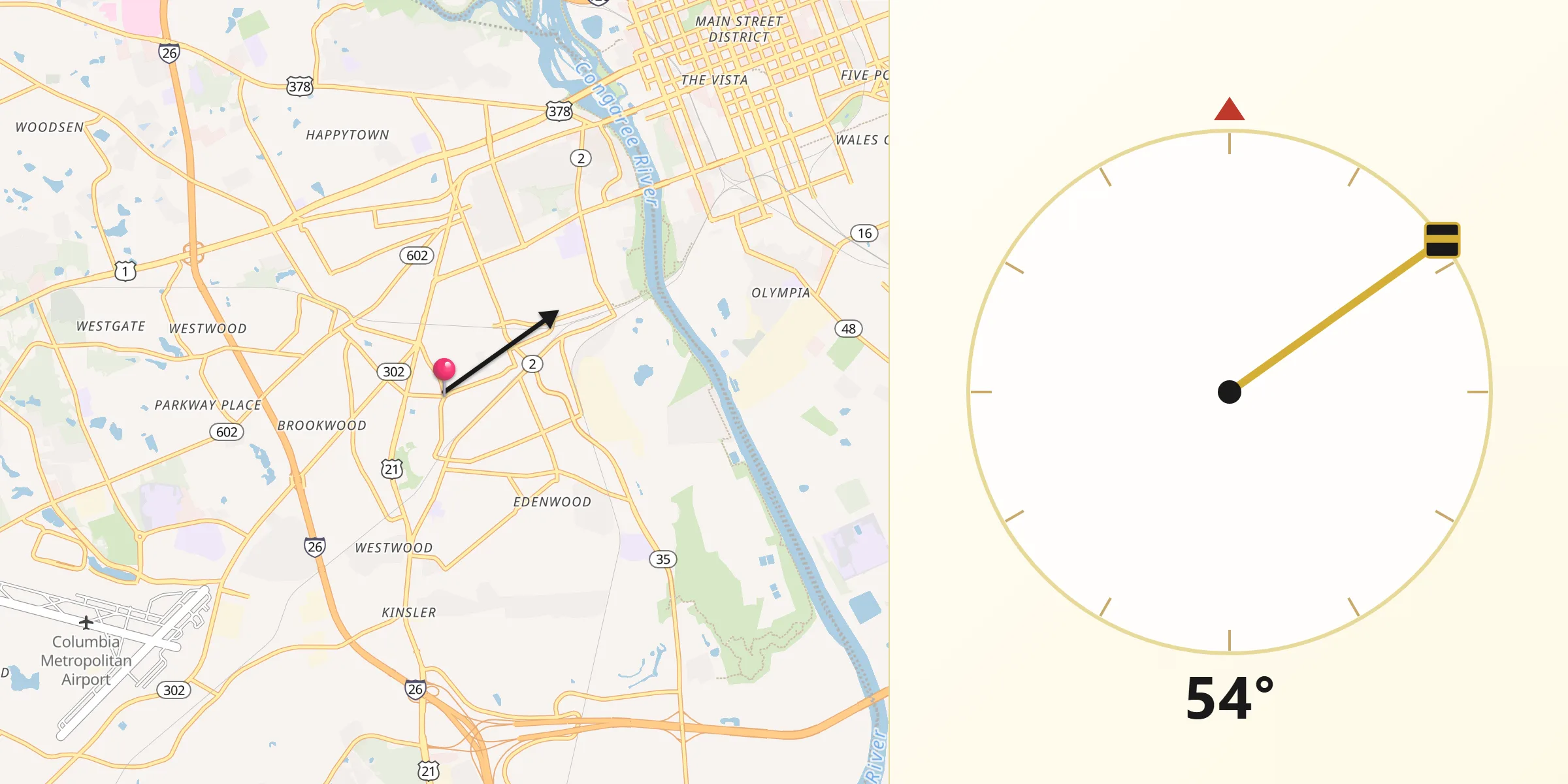 Qibla Direction from Cayce