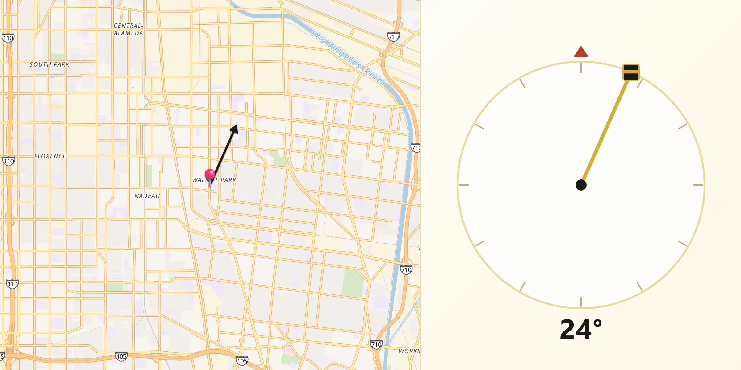 Qibla Direction from Walnut Park