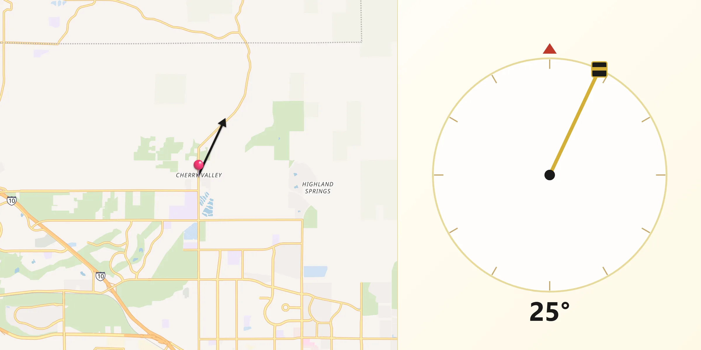 Qibla Direction from Cherry Valley