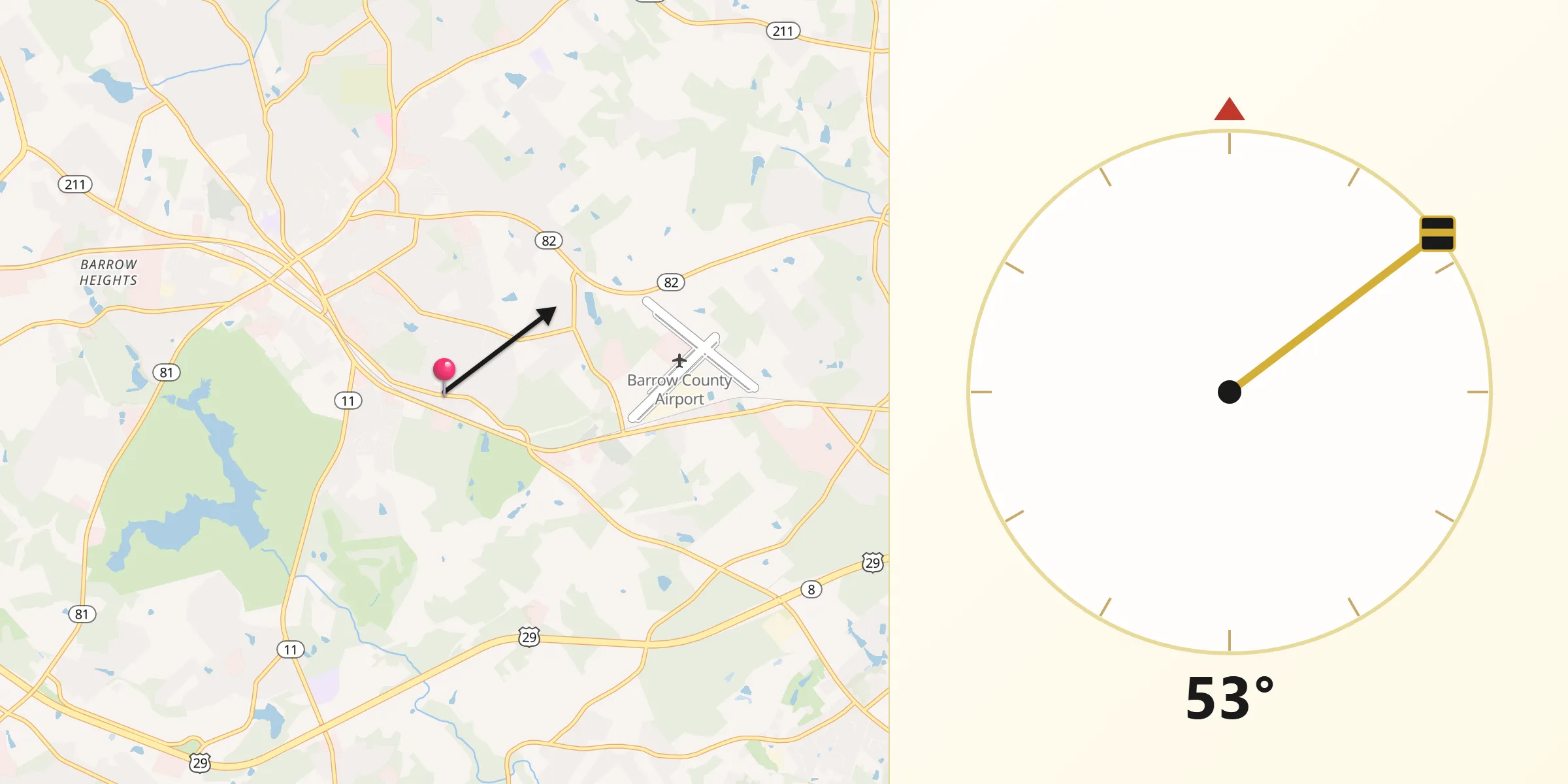 Qibla Direction from Russell