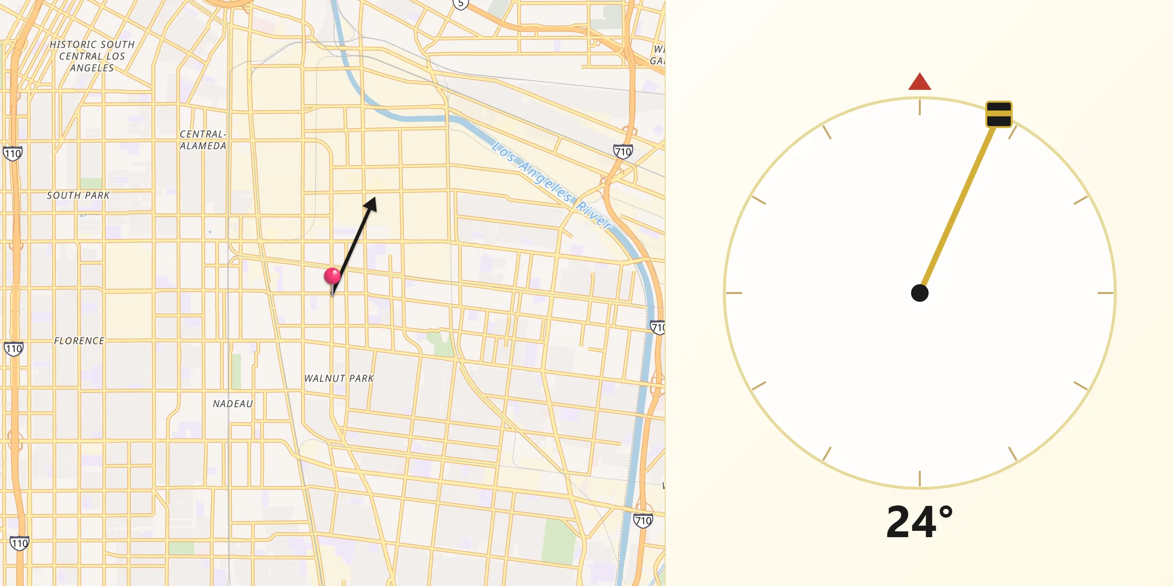 Qibla Direction from Huntington Park