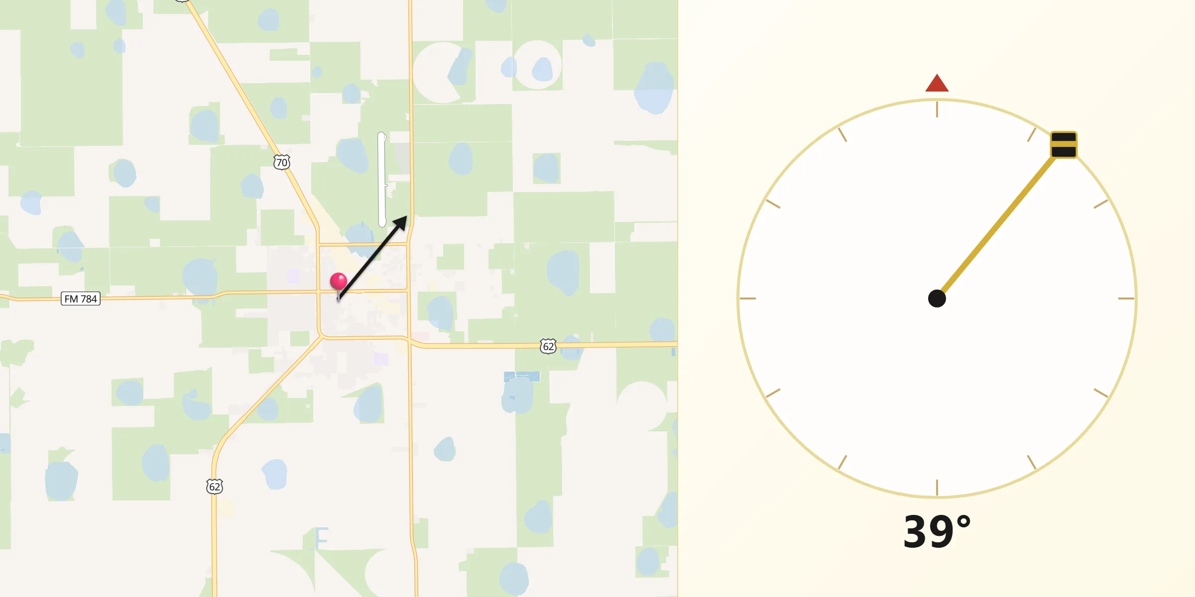 Qibla Direction from Floydada